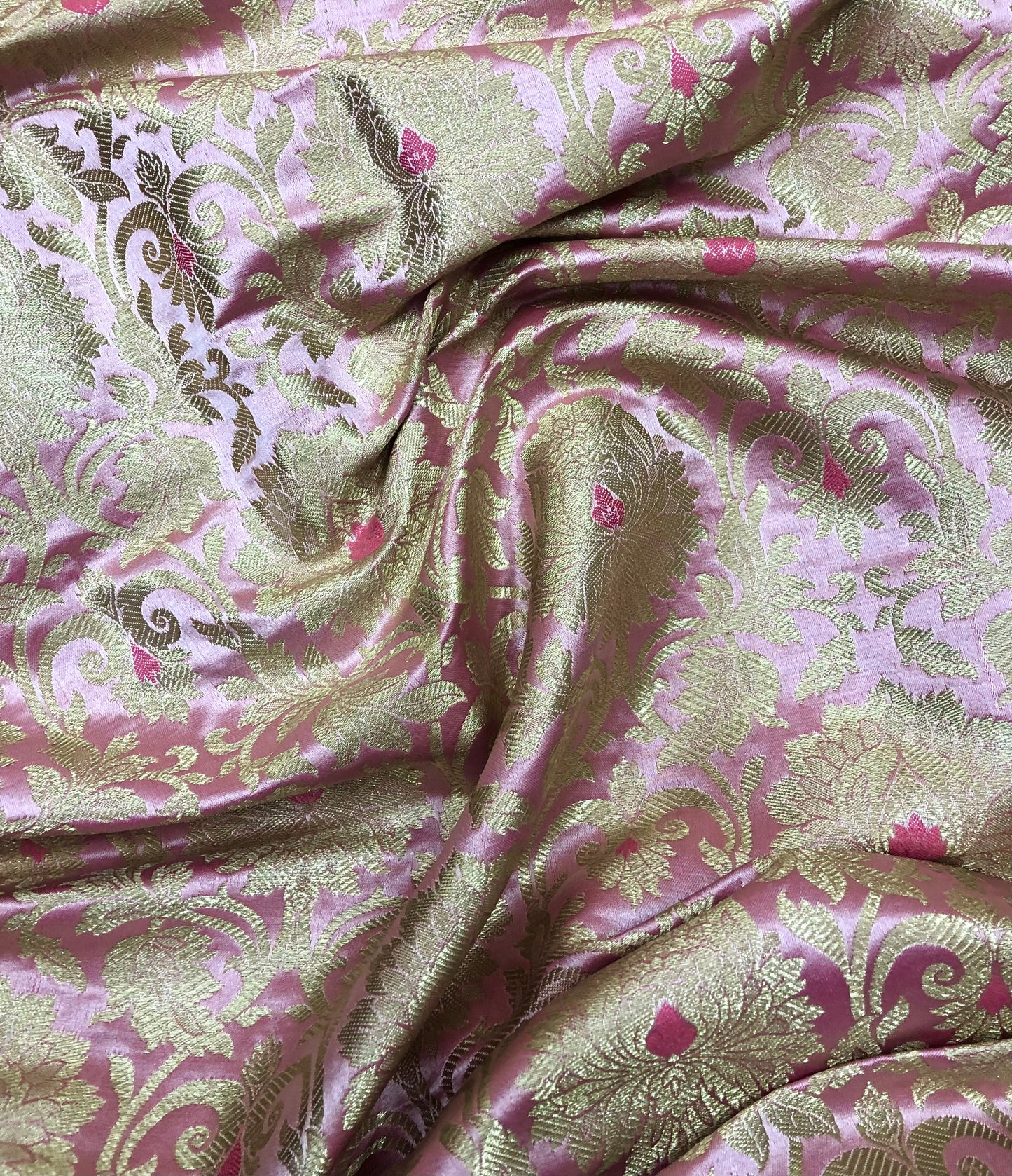 Brocade fabric Pink Gold fabric Jacquard Damask Fabric High Quality Indian Banarasi brocade Silk Wedding Bridal dress fabric by the yard
