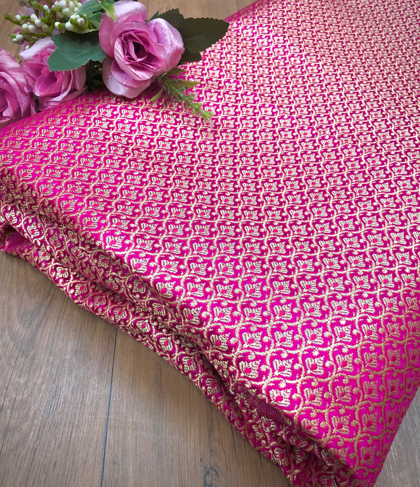 Brocade fabric Jacquard damask fabric Pink Gold brocade Wedding bridal Dress Designer fabric Silk Brocade Home Furnishing Fabric By the Yard