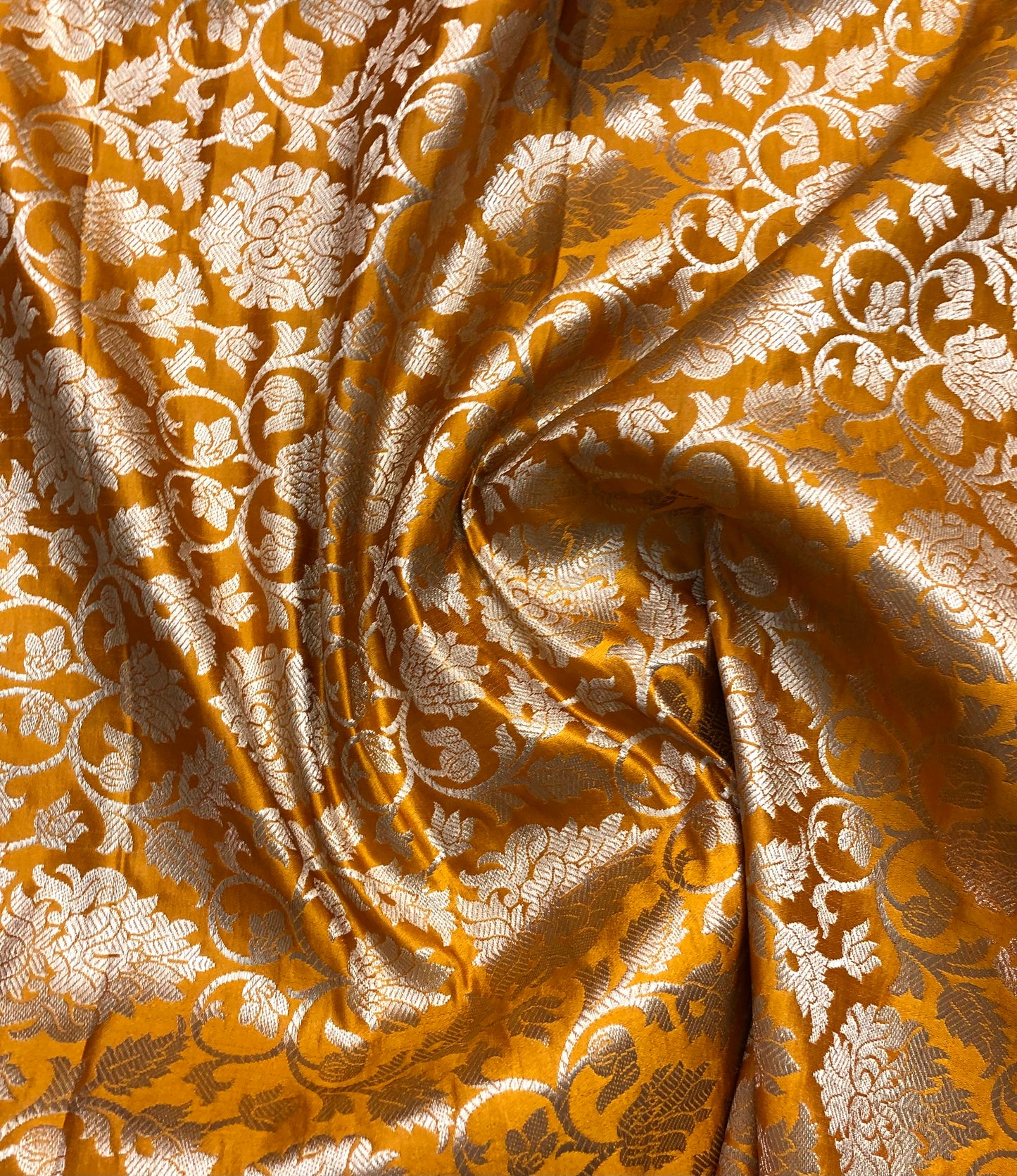 Brocade fabric Jacquard damask fabric Yellow Gold Dress Wedding bridal Lehenga fabric Brocade dress Fabric Upholstery fabric by the yard