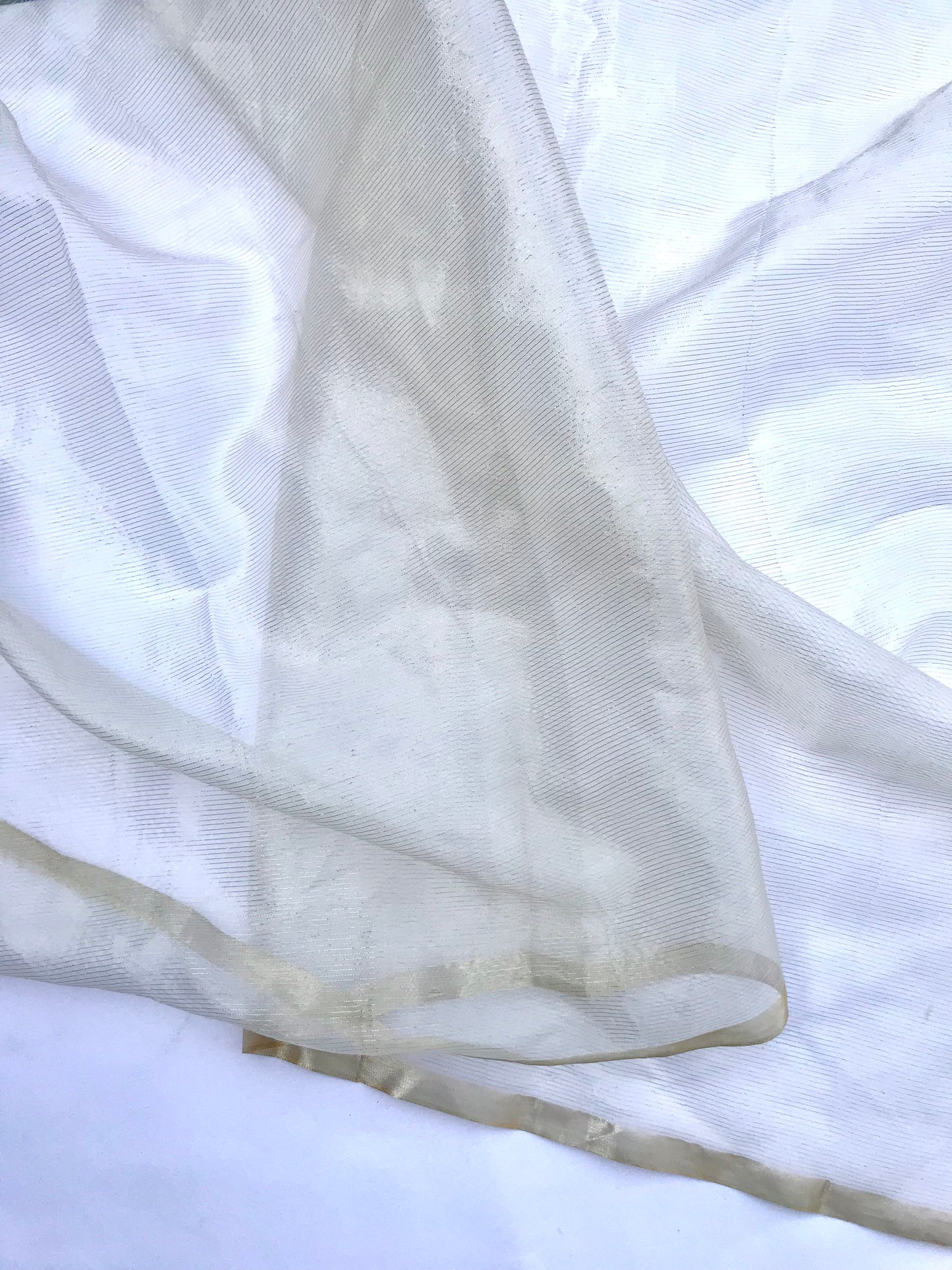 Off White Chanderi Dupatta with Gold Border Stole for women, Bridal Fabric, Saree Drape, Abaya, Indian Fashion, Veil, Wedding Fabric DP015