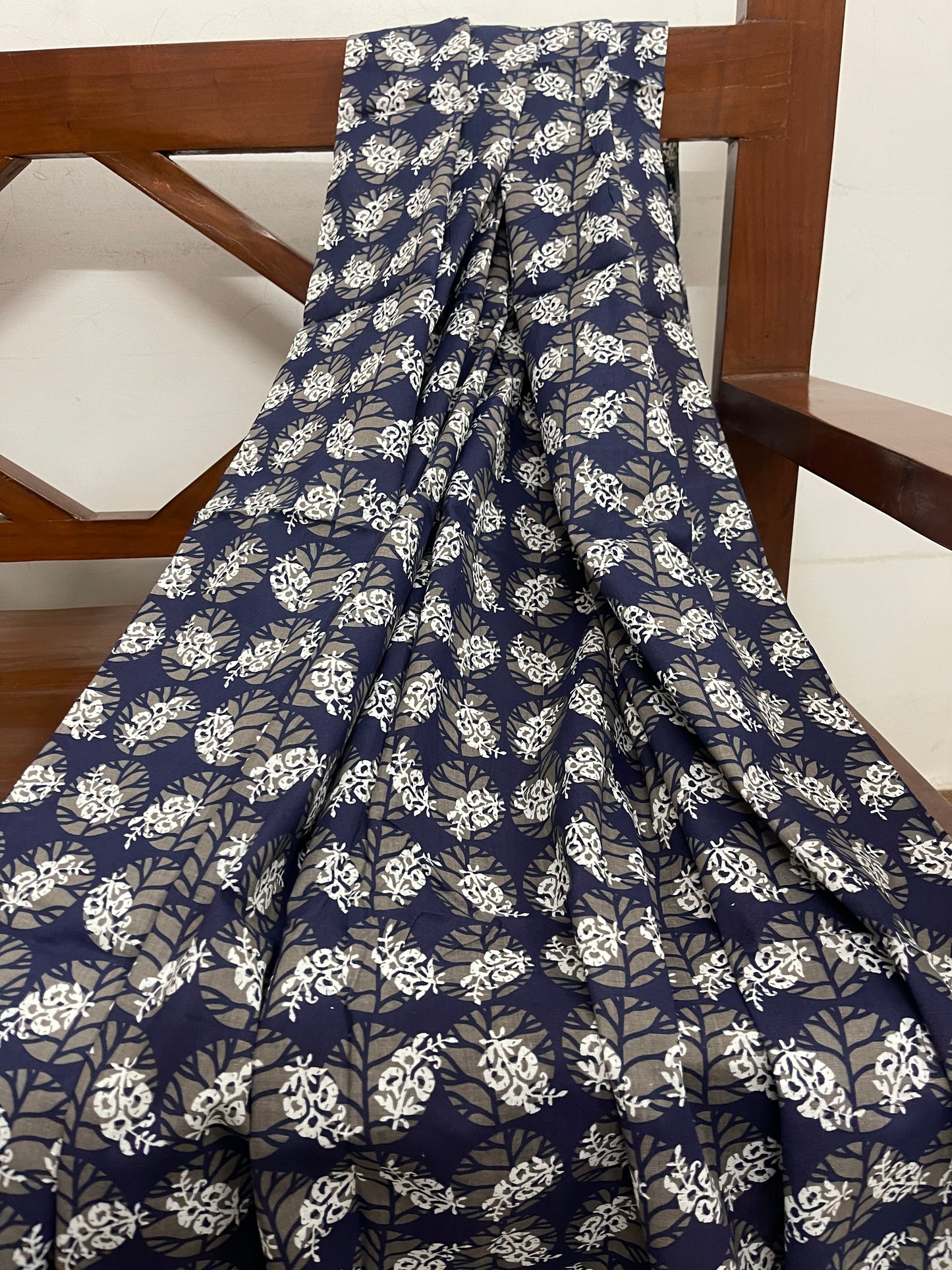 Blue cotton fabric, Block Printed fabric, Wedding dress, Fashion Fabric, Upholstery fabric, Indian fabric, Fashion fabric, Vintage textile - NFAF2006
