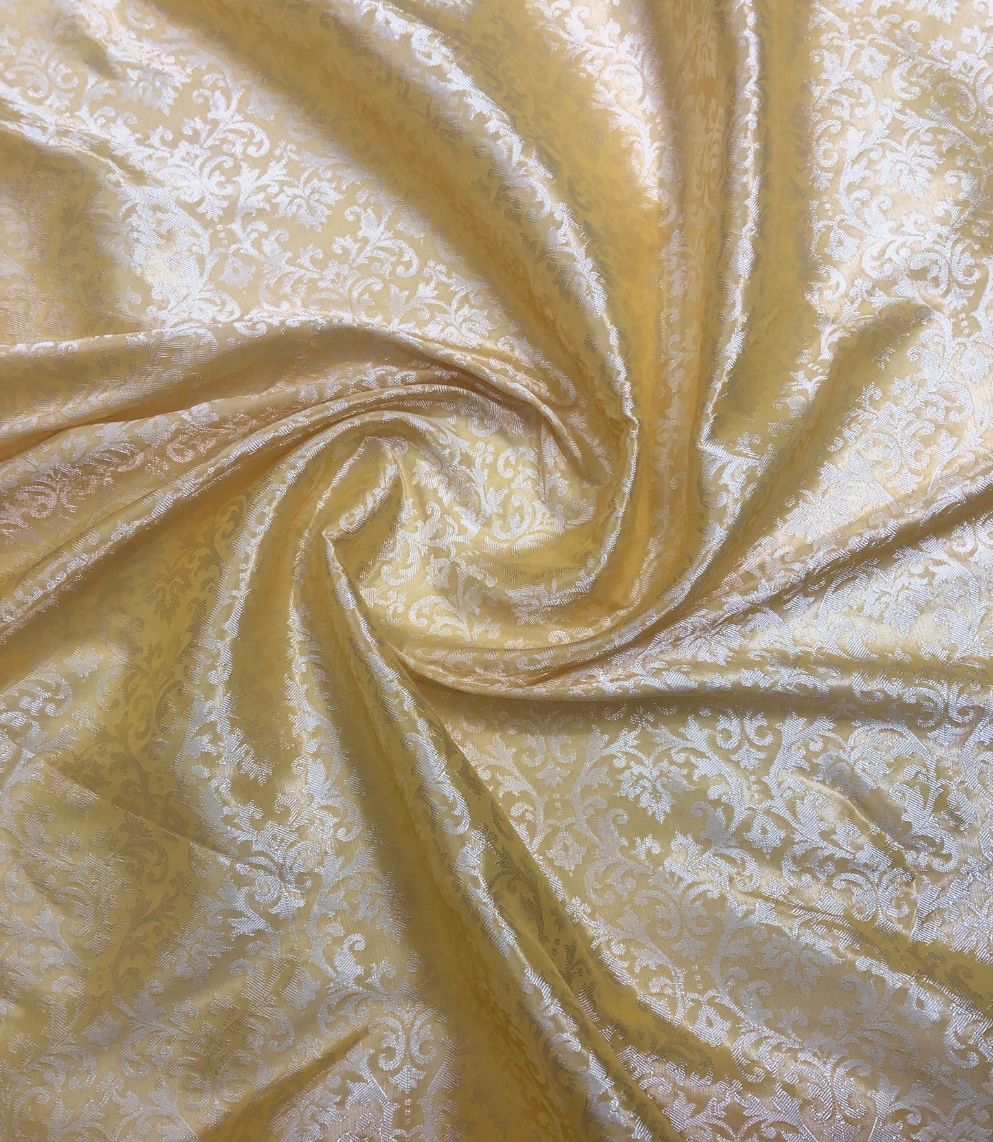 Lemon Yellow Damask Jacquard Brocade Fabric Historical fabric Upholstery Home Decor Fabric Wedding dress fabric by the yard/meter NFAF547