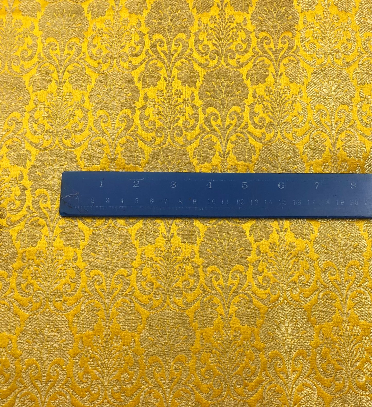 Banarasi Brocade Fabric Yellow Gold Jcquard Damask Fabric Home décor Fabric Designer Brocade Bridal Corset Fabric by the yard- NFAF530