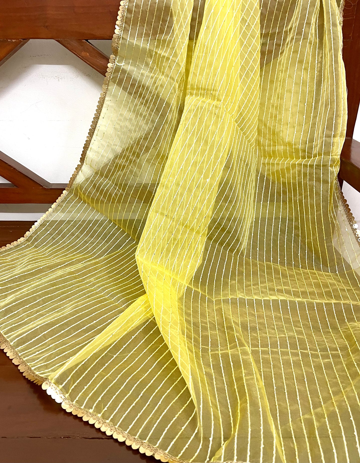 Yellow Indian Viscose Organza Dupatta, Stole, Scarves, Shawl, Abaya, Dupatta for Women, Sequins Embroidery Chunni, Scarf, DP1012