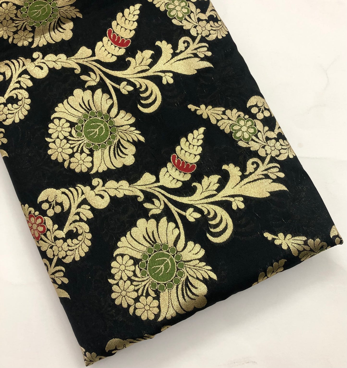 Brocade Fabric Black Gold Jacquard fabric Wedding Dress Salwar Suit Designer fabric Brocart tissue Haute couture Brocade Fabric by the yard