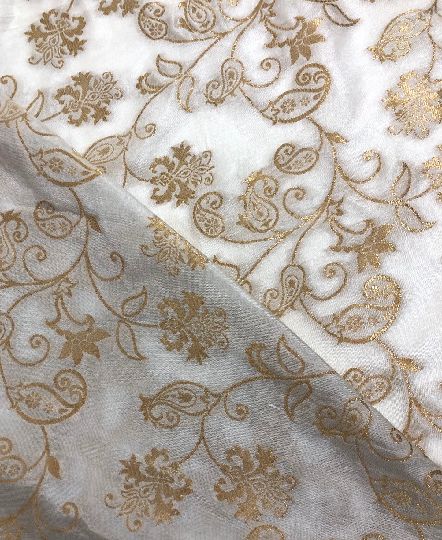 Off white Gold Brocade Silk Fabric Dyeable fabric Jacquard Damask fabric Wedding dress Luxury fabric Home Decor Fabric by the Yard- NFAF862