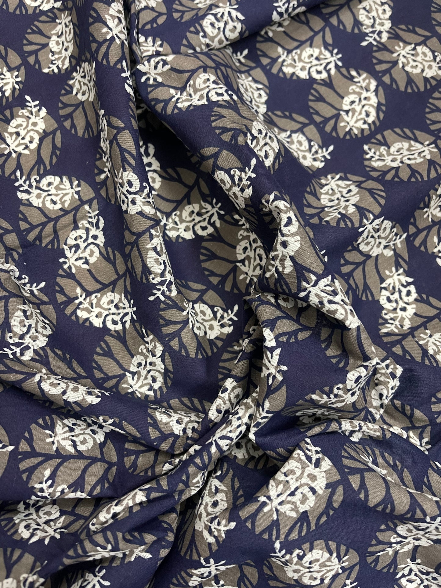 Blue cotton fabric, Block Printed fabric, Wedding dress, Fashion Fabric, Upholstery fabric, Indian fabric, Fashion fabric, Vintage textile - NFAF2006