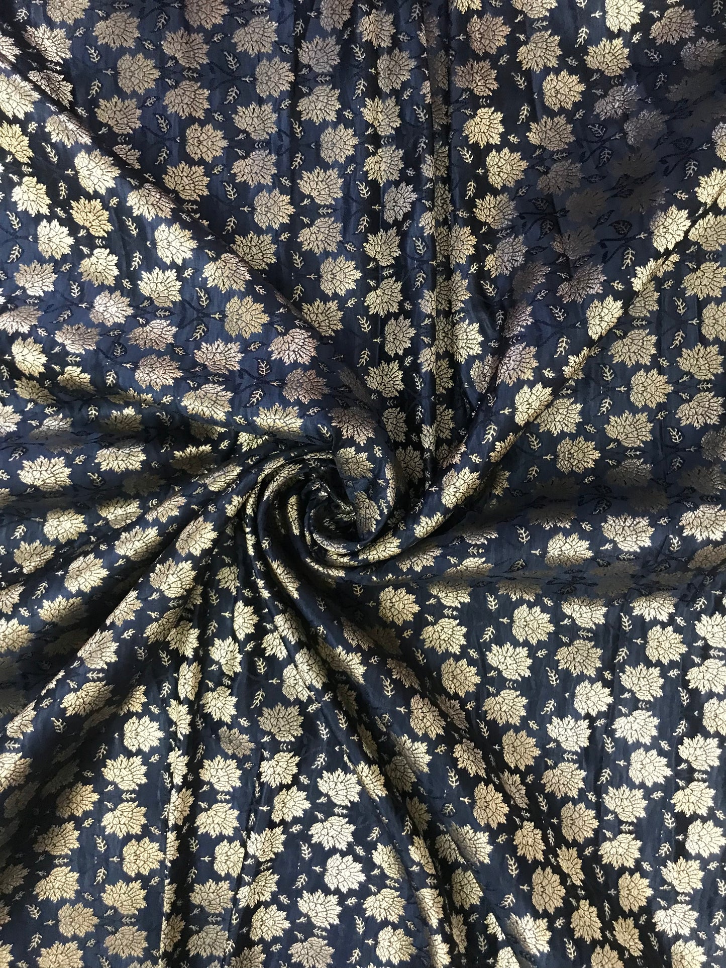Black gold brocade fabric, Rayon silk brocade, Wedding fabric, Renaissance fabric, By the meter - NFAF525