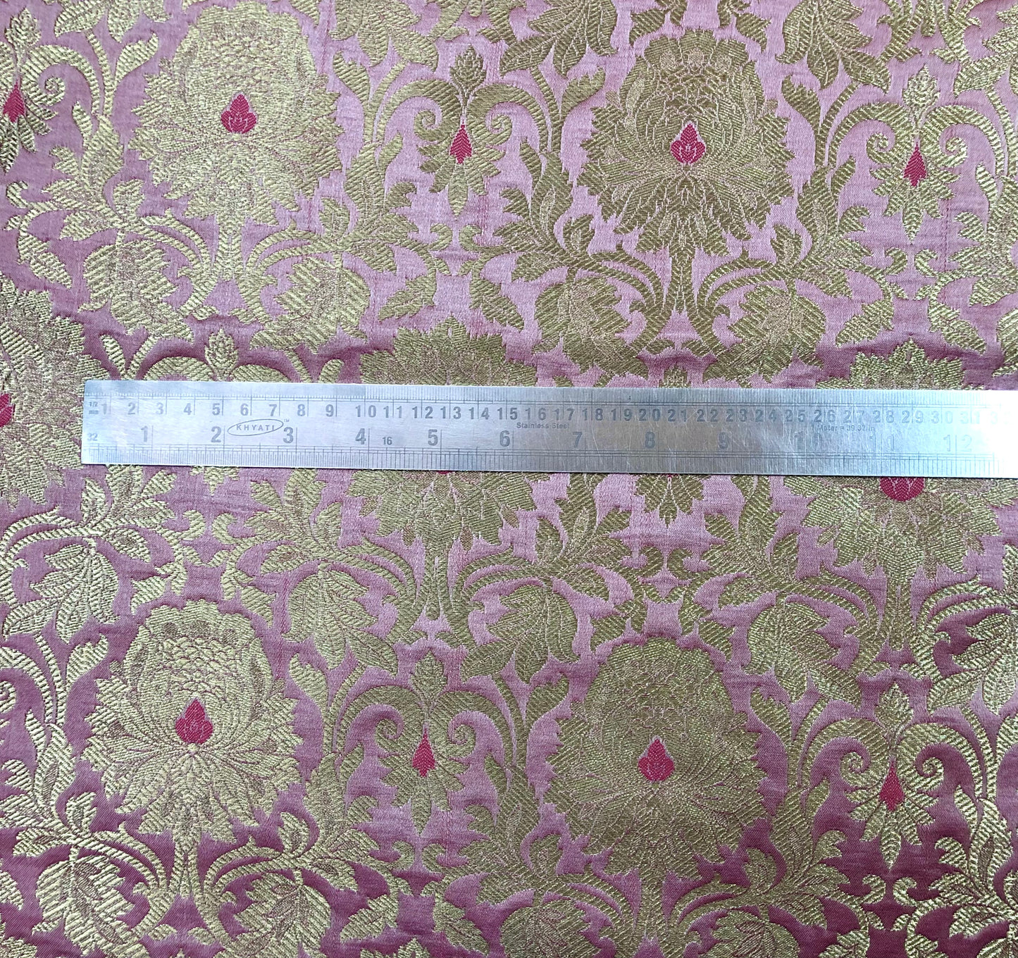 Brocade fabric Pink Gold fabric Jacquard Damask Fabric High Quality Indian Banarasi brocade Silk Wedding Bridal dress fabric by the yard
