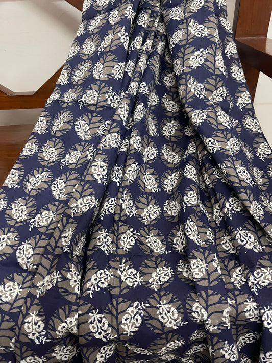 Blue cotton fabric, Block Printed fabric, Wedding dress, Fashion Fabric, Upholstery fabric, Indian fabric, Fashion fabric, Vintage textile - NFAF2006