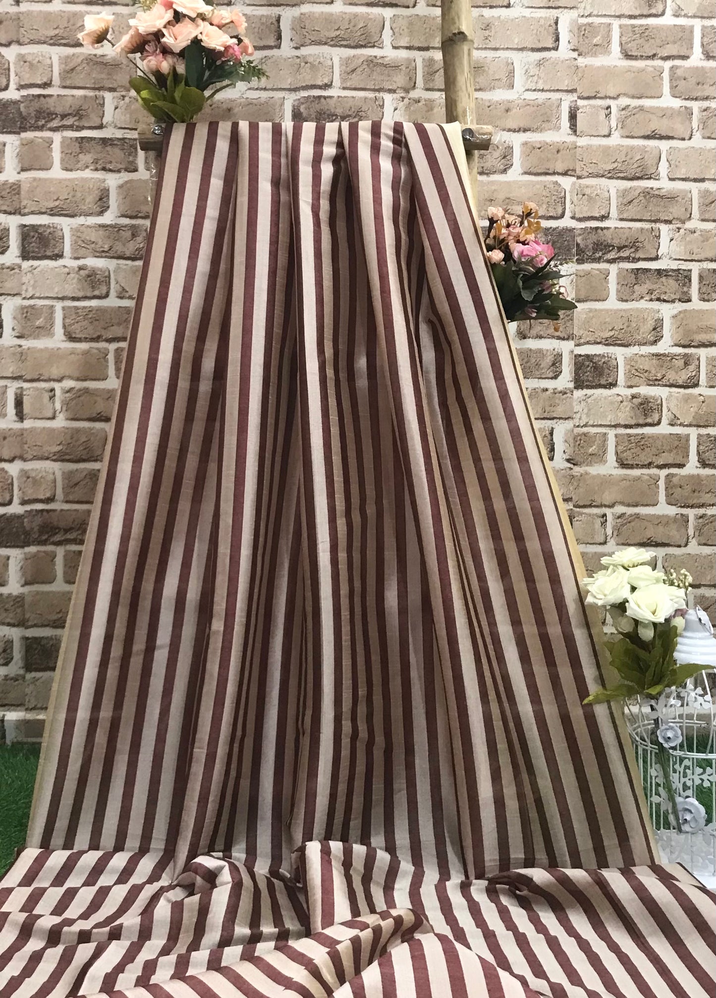 Beige printed tussar silk, Wedding dress, Bridesmaid dress, Art silk fabric, Wedding inspiration, Vintage fabric, Luxury fabric - NFAF811