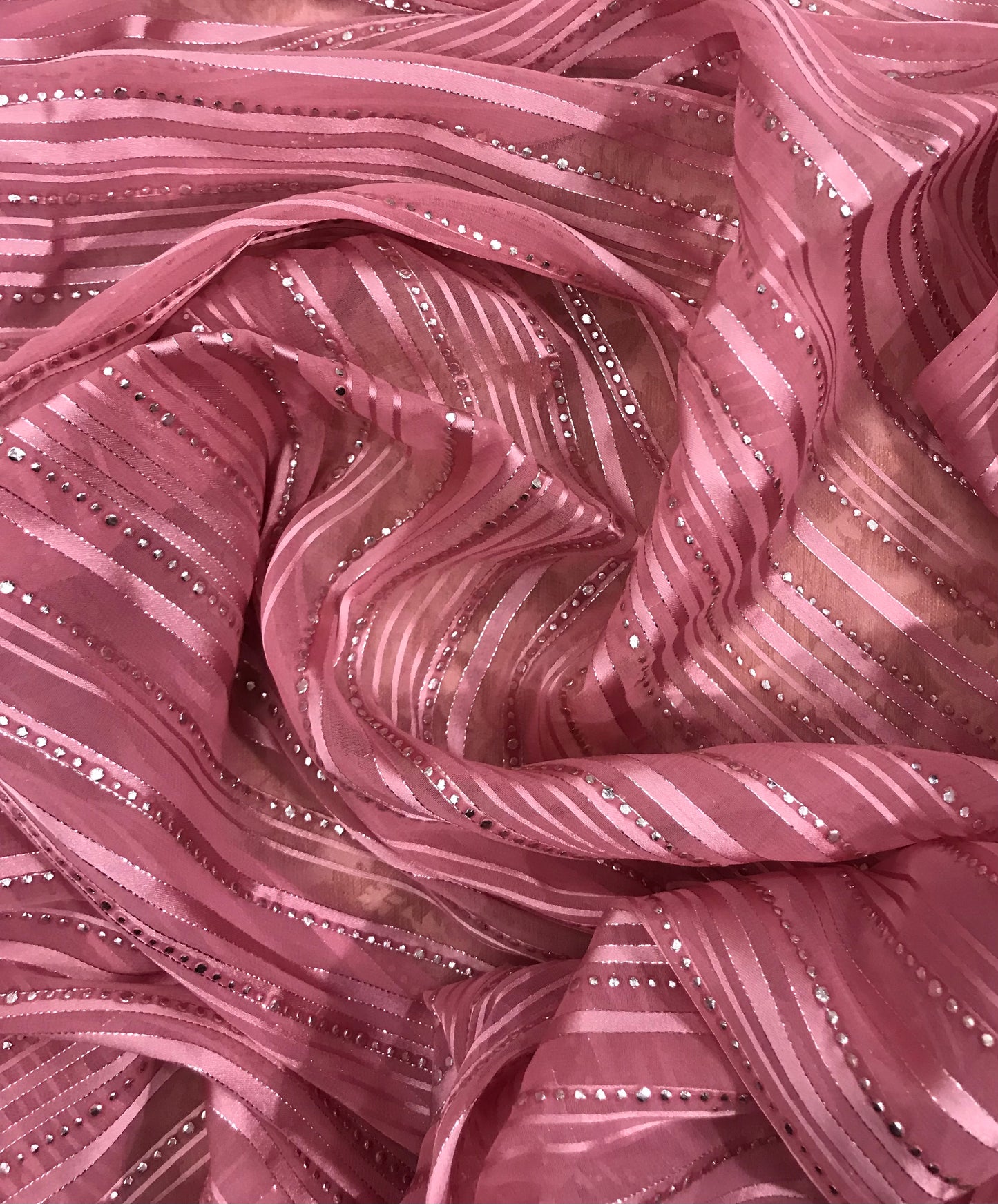 Embroidered fabric, Pink and silver organza fabric, Bridesmaid dress, Wedding dress, Fabric store, Indian fabric, Luxury fabric, Handmade - NFAF54B