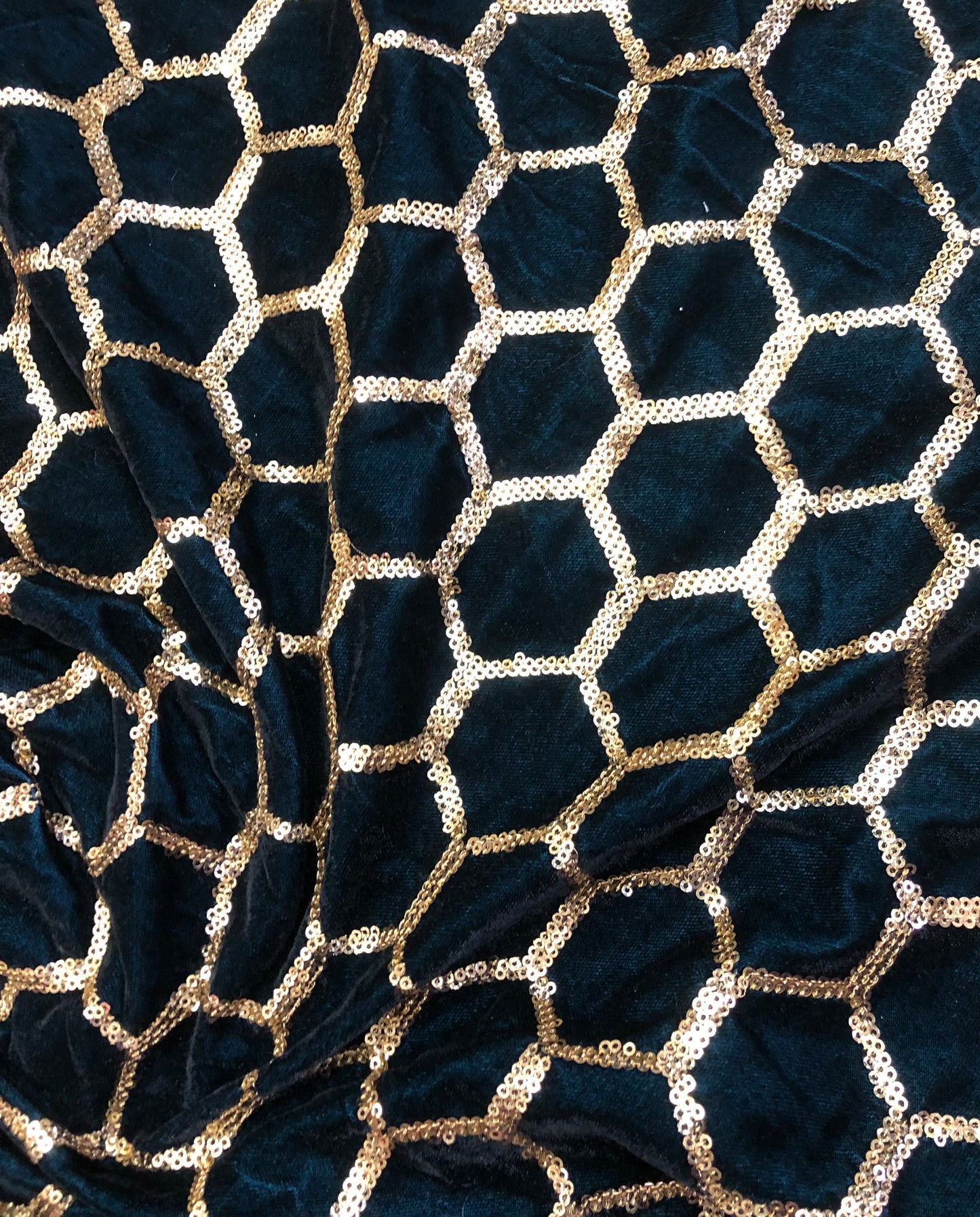 Embroidered Velvet fabric Navy blue Gold Embroidery stretchable fabric Party Dress Haute couture Luxury fabric Bridal dress fabric - VLTF922