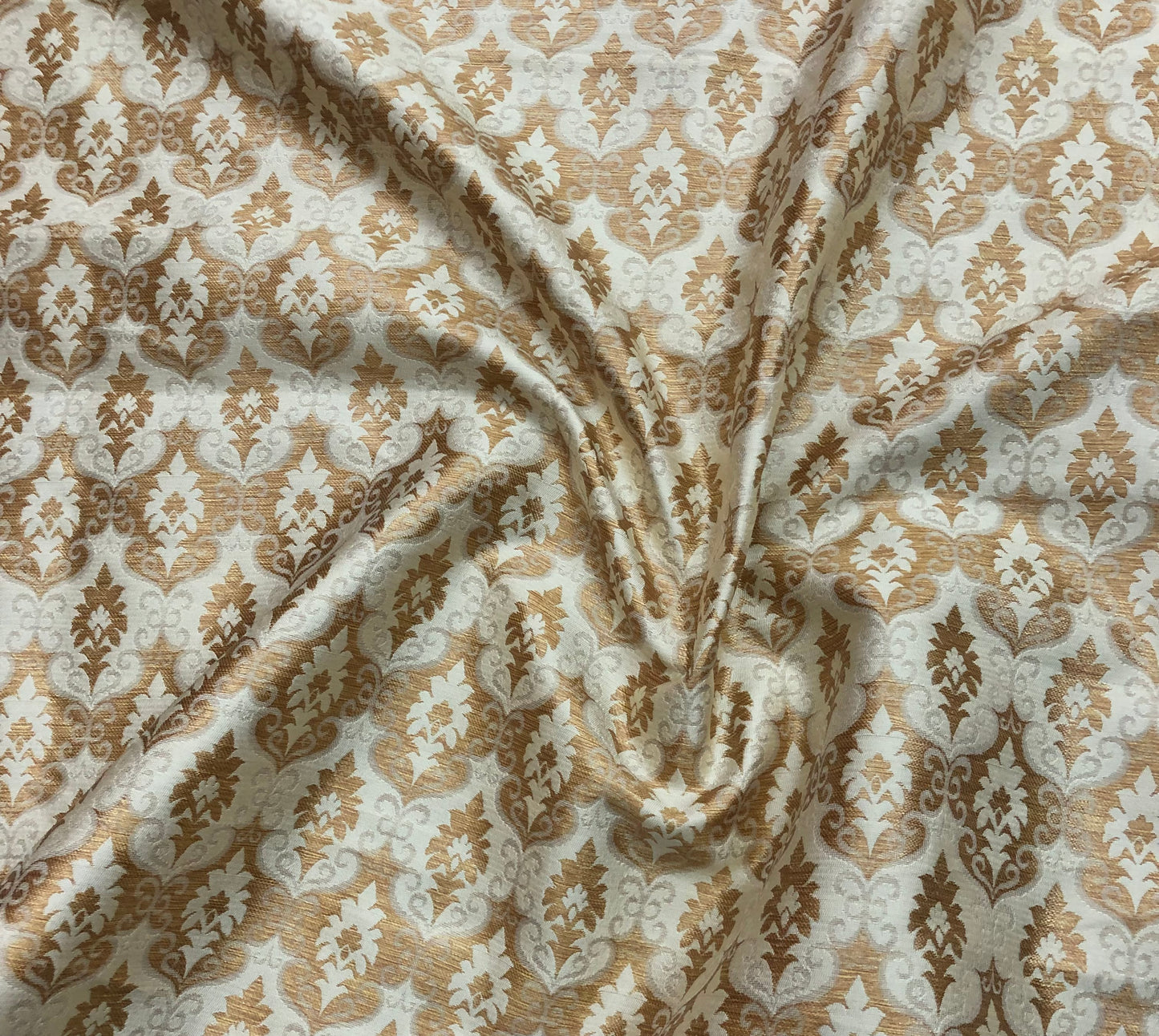 Banarasi Brocade Fabric, Beige Gold Jacquard fabric, Rayon silk brocade, Medieval fabric, Designer fabric, Gold fabric - NFAF859