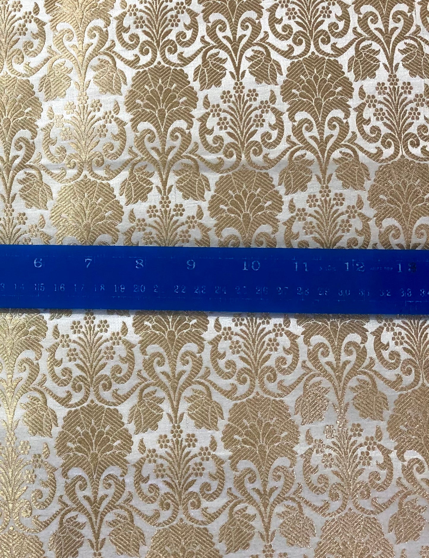 Banarasi Brocade fabric, White Gold Wedding inspiration fabric, Damask jacquard brocade, Gothic fabric, Renaissance fabric - NFAF568