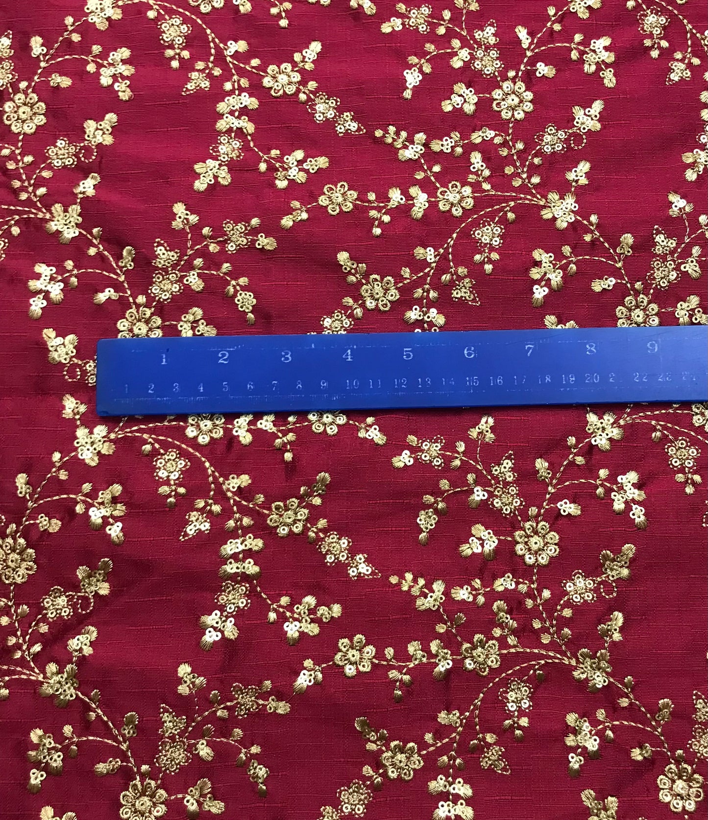 Embroidered fabric, Fuchsia red gold Royal fabric, Haute couture, Fashion fabric, Embroidery design, Fabric store, Floral design - NFAF721