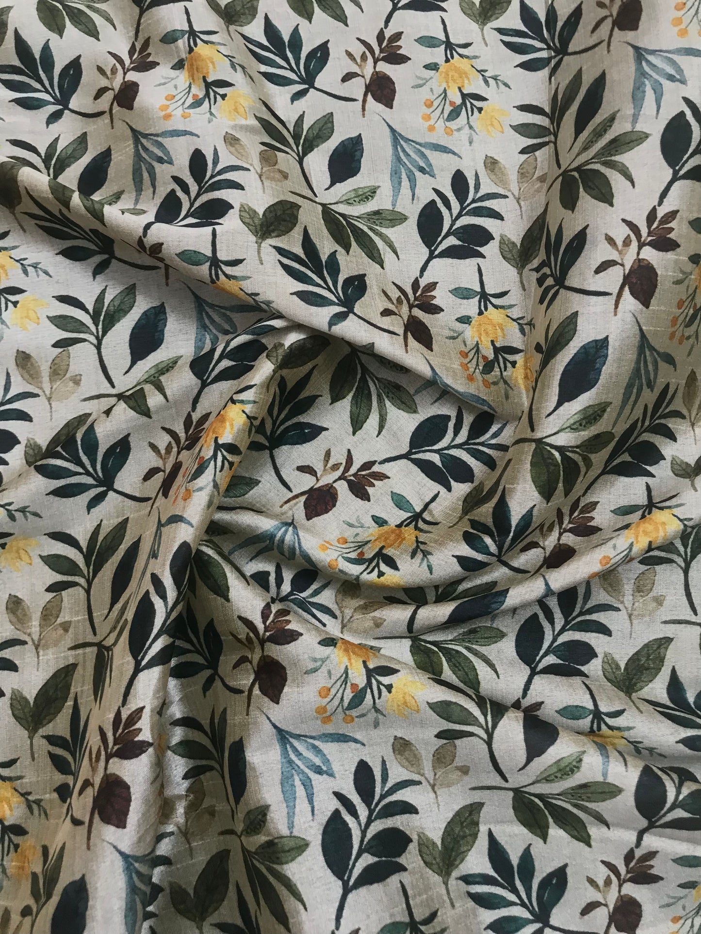 Beige printed tussar silk, Wedding dress, Bridesmaid dress, Floral fabric, Wedding inspiration, Vintage fabric, Luxury fabric - NFAF810