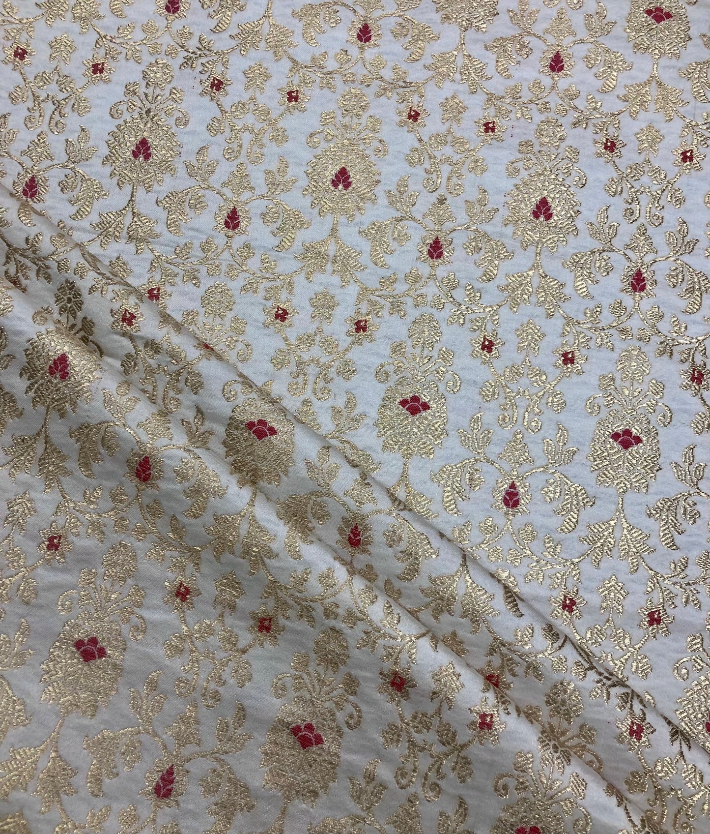 Indian brocade Jacquard fabric White gold Bridal dress Fabric Brokat Tissu Fabric by the yard Upholstery Luxury brocade fabric for dress