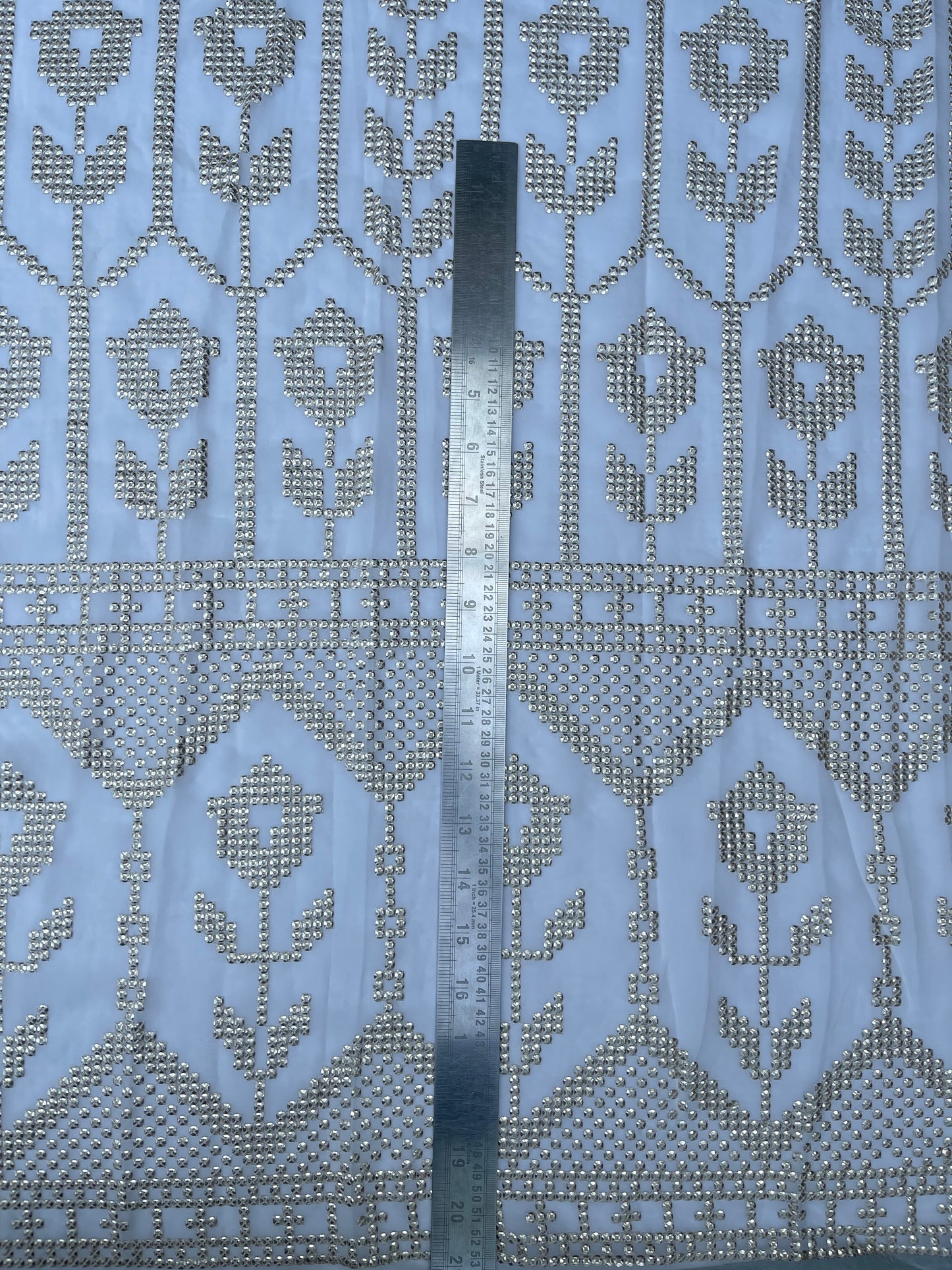 Off-White embroidered fabric, Wedding dress, Royal fabric, Luxury fabric, Fashion fabric, Fabric store, Embroidery art, Indian fabric - NFAF945