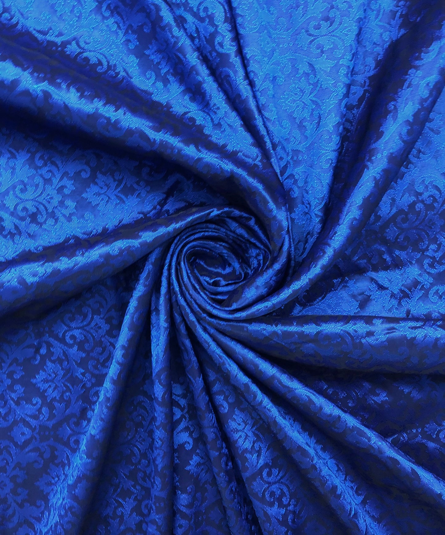 Blue damask jacquard brocade fabric, Wedding dress, Hautecouture, Rayon silk brocade, Fabric by the yard/meter - NFAF167