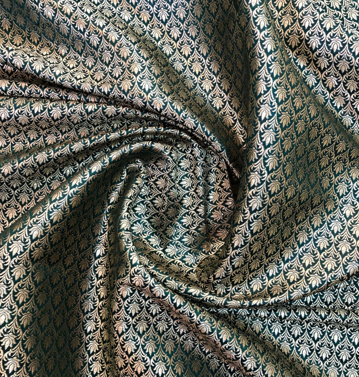 Green gold brocade fabric, Damask jacquard brocade, Wedding inspiration, Historical fabric, Medieval fabric, Fashion fabric - NFAF1082