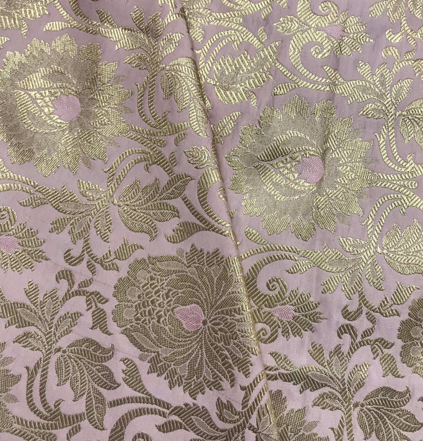Banarasi Brocade Fabric, Pink gold designer fabric, Rayon silk brocade, Damask jacquard brocade, Floral brocade, Brocade Satin - NFAF2007
