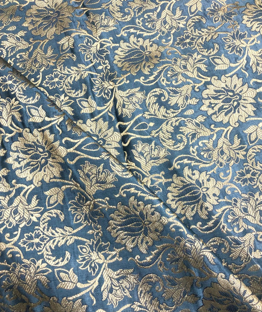 Gray Gold jacquard brocade Fabric, Home décor fabric, Brokat stoff, Renaissance fabric, Designer fabric - NFAF386