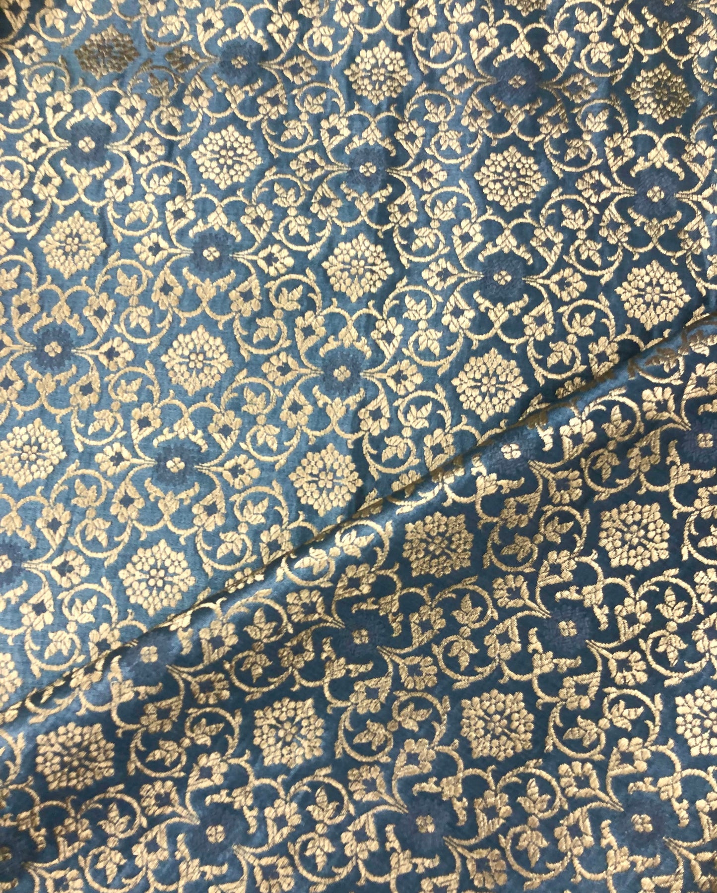 Banarasi Brocade fabric, Grey gold Jacquard fabric, Wedding dress, Brokat stoff, Renaissance fabric, Lace brocade, Vintage textile - NFAF887
