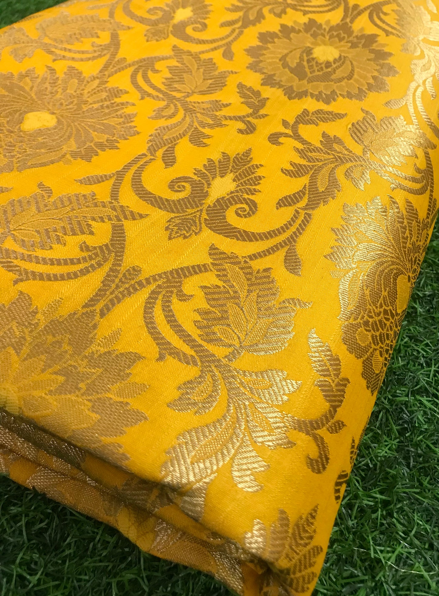 Indian Brocade Fabric Yellow & Gold Brocade Jacquard fabric Home décor fabric Wedding fabric Gothic fabric Brocade Fabric by the yard