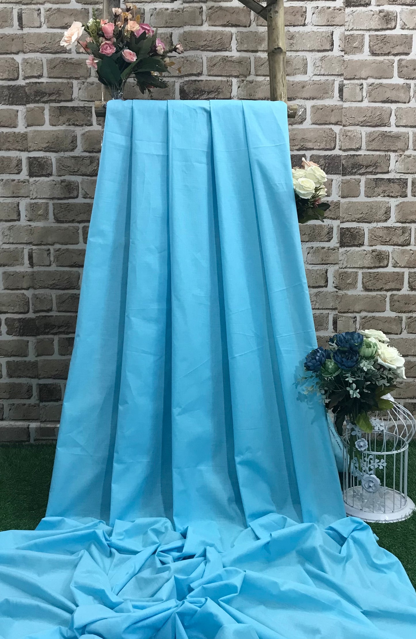 Aqua cotton fabric, Quilting fabric, Home decor fabric, Indian fabric, Cotton linen fabric, Wedding dress, Vintage fabric - COTF20