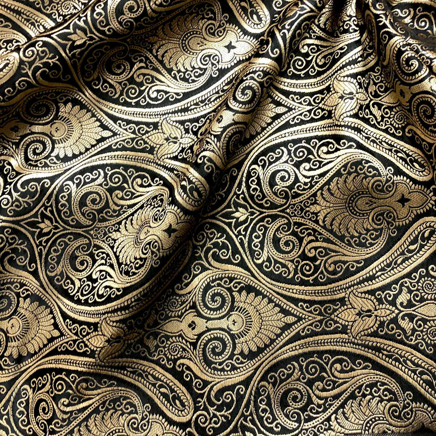 Brocade fabric by the yard Jacquard damask Black Gold Brocade fabric Wedding dress Bridal Brocade Fabric Luxury Decor Upholstery brocade