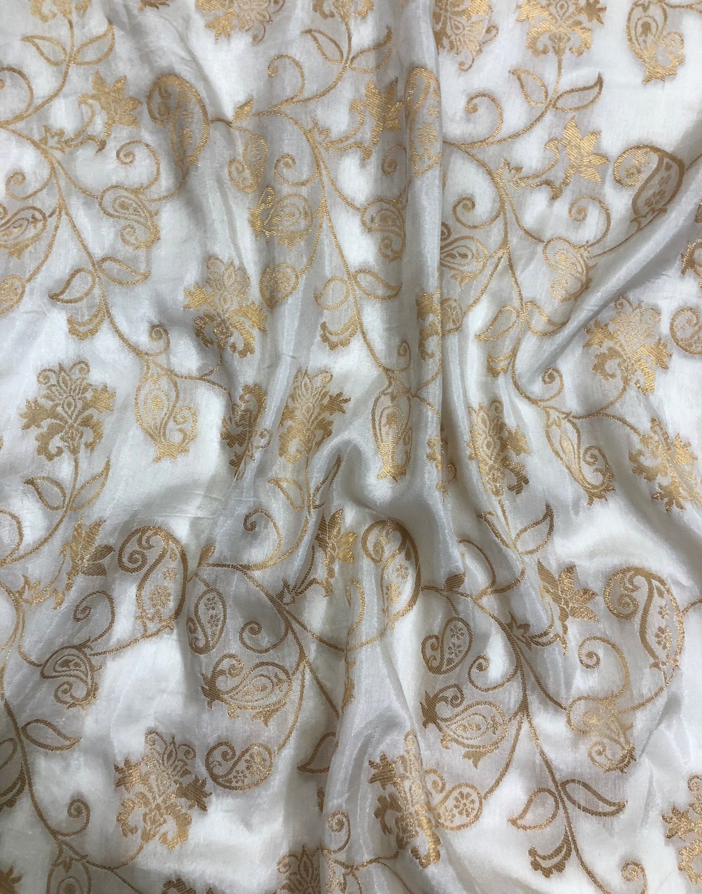 Off white Gold Brocade Silk Fabric Dyeable fabric Jacquard Damask fabric Wedding dress Luxury fabric Home Decor Fabric by the Yard- NFAF862