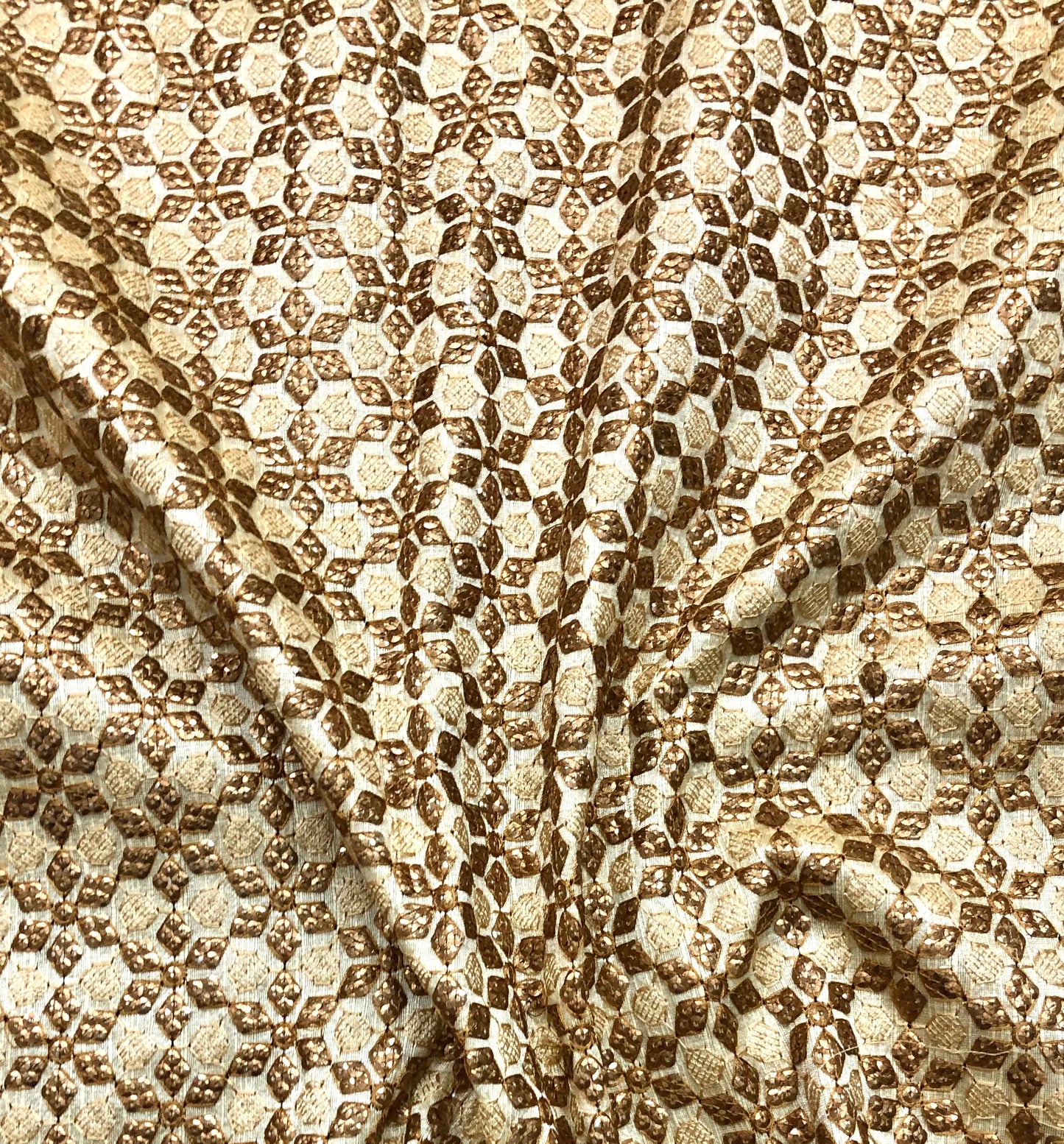 Beige embroidered fabric, Royal fabric, Embroidery design, Fabric store, Wedding dress, Bridesmaid dress, Gold flower, Luxury fabric - NFAF820