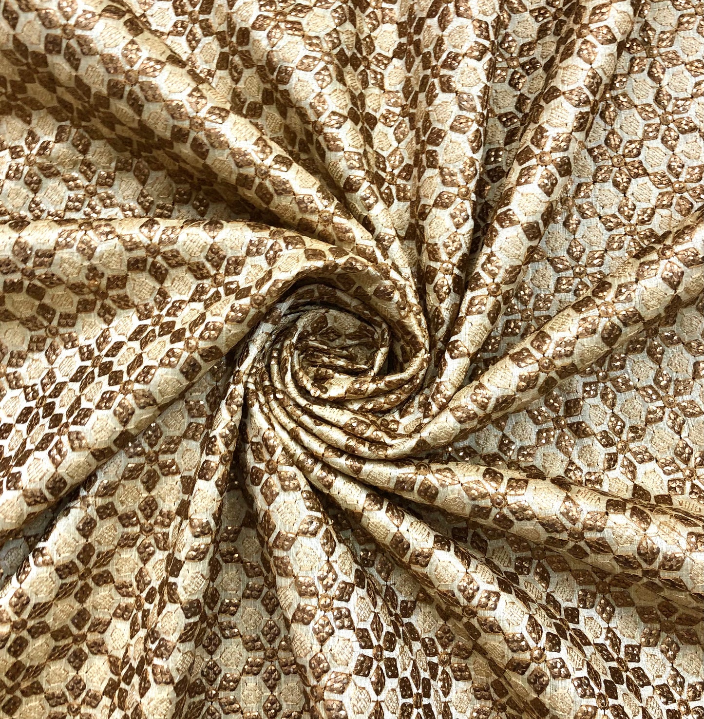 Beige embroidered fabric, Royal fabric, Embroidery design, Fabric store, Wedding dress, Bridesmaid dress, Gold flower, Luxury fabric - NFAF820