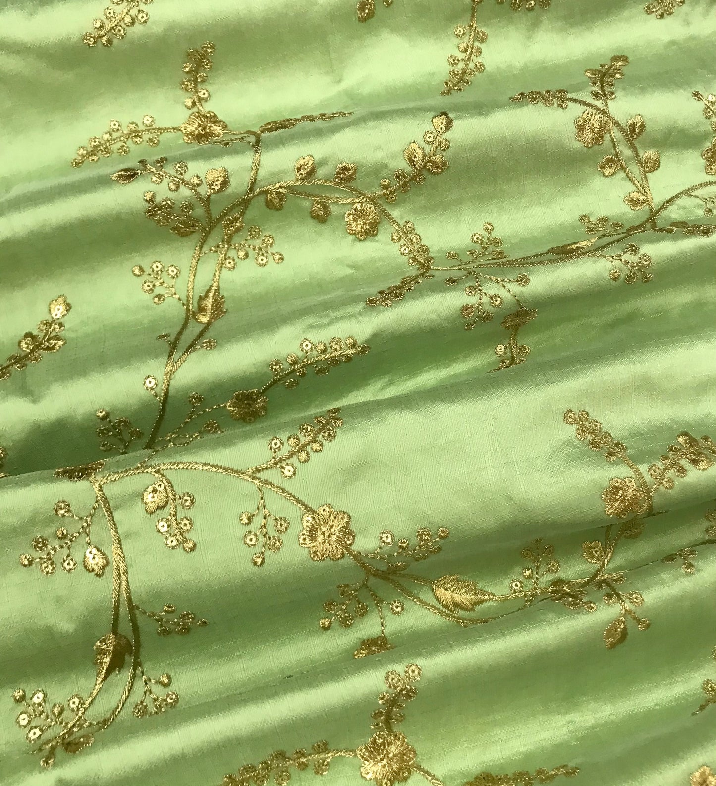 Embroidered fabric Green Gold Wedding Bridal dress fabric Gold embroidery fabric Lehenga Indian Upholstery fabric high quality rayon Silk