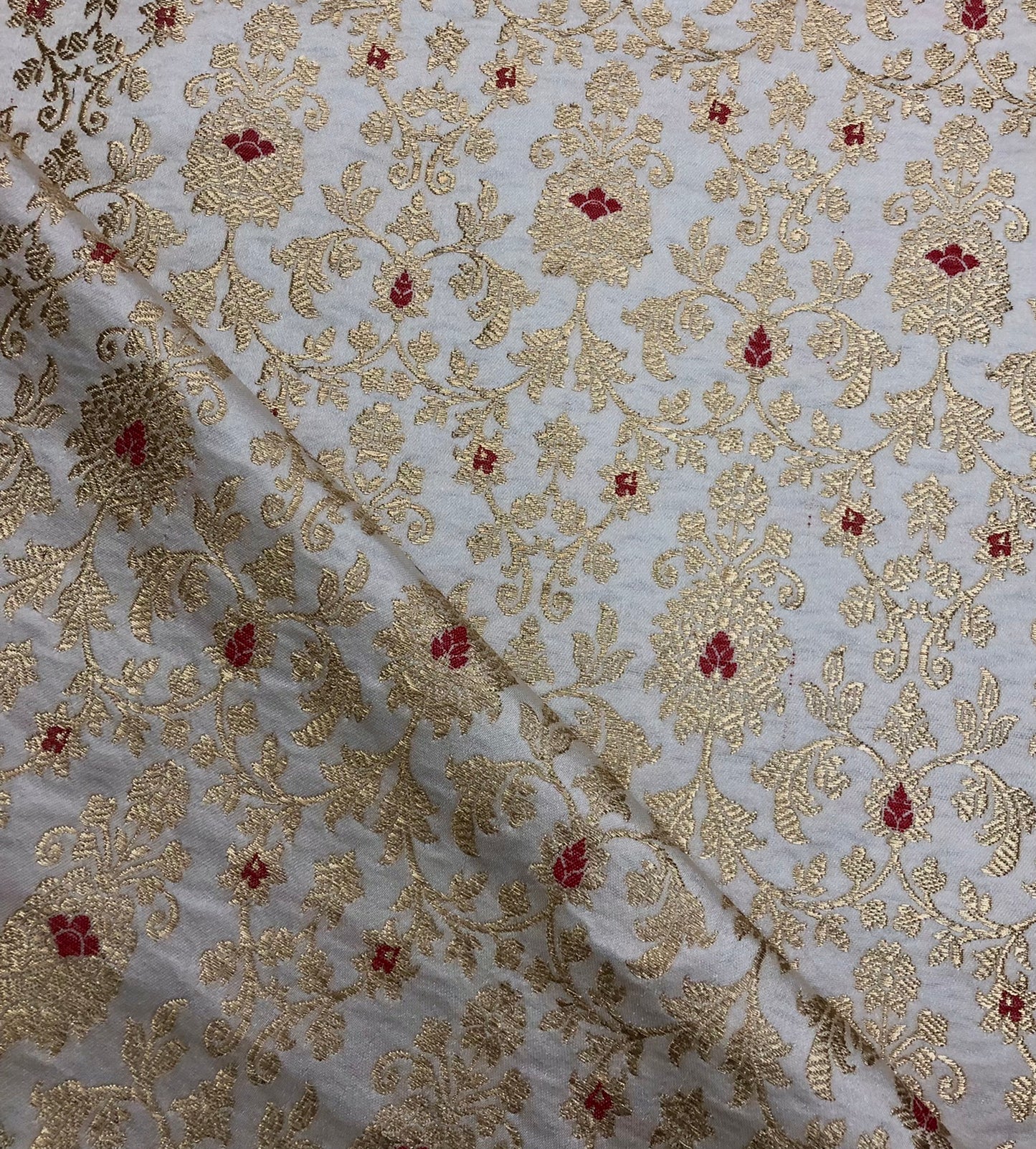 Indian brocade Jacquard fabric White gold Bridal dress Fabric Brokat Tissu Fabric by the yard Upholstery Luxury brocade fabric for dress