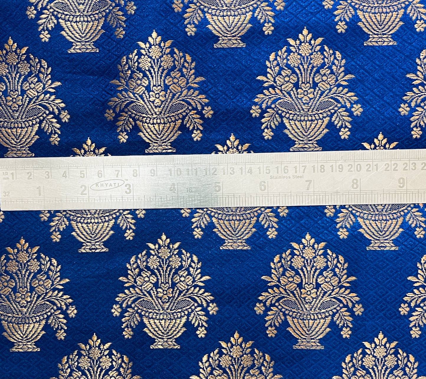 Brocade Fabric Jacquard damask fabric Gold Blue brocade Wedding bridal fabric Festival clothing Designer Brocade fabric by the yard- NFAF310