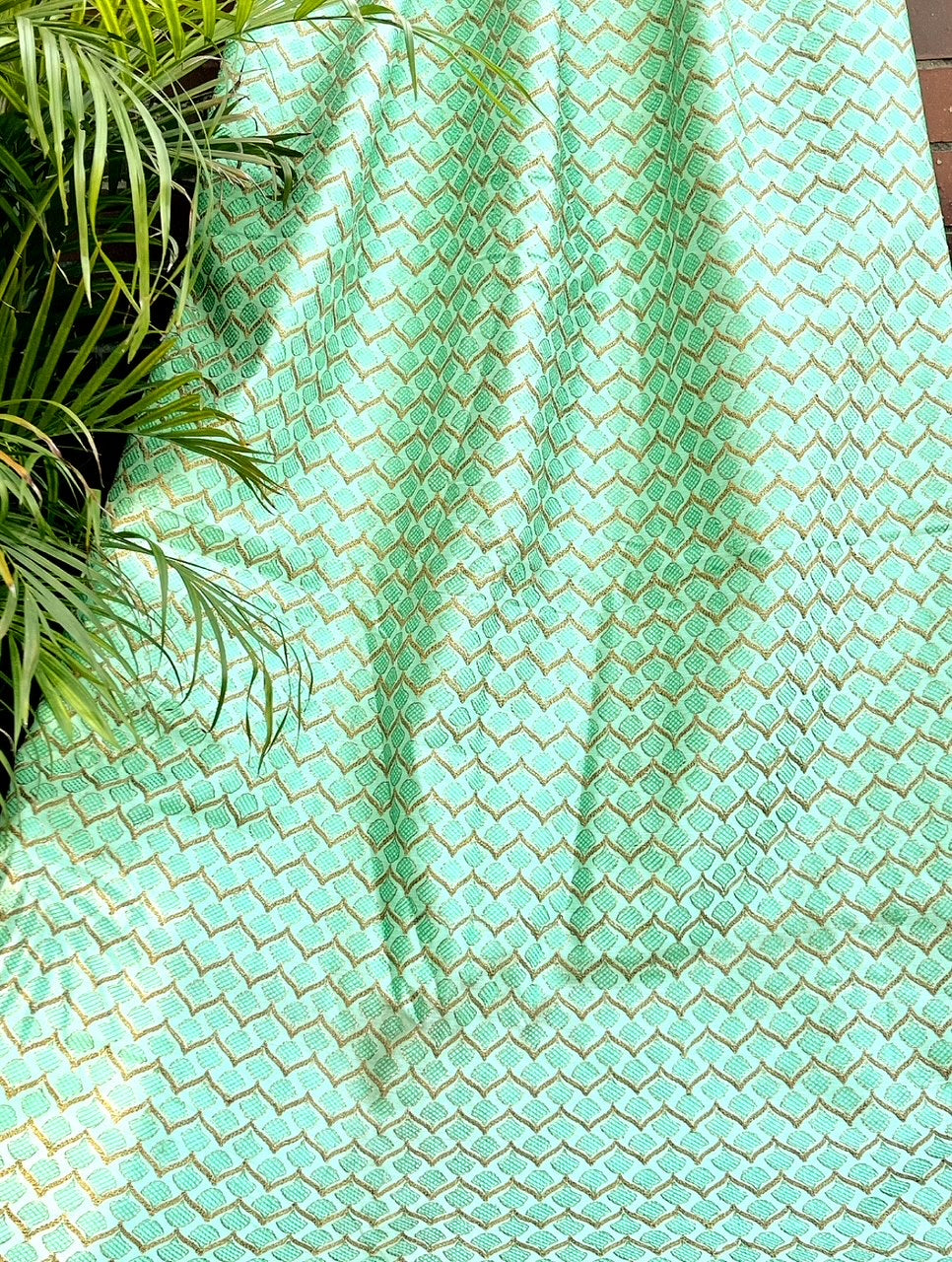 Embroidered fabric, Green Wedding dress fabric, Luxury fabric, Gold fabric, Embroidery design, Haute couture, Bridesmaid dress - NFAF836