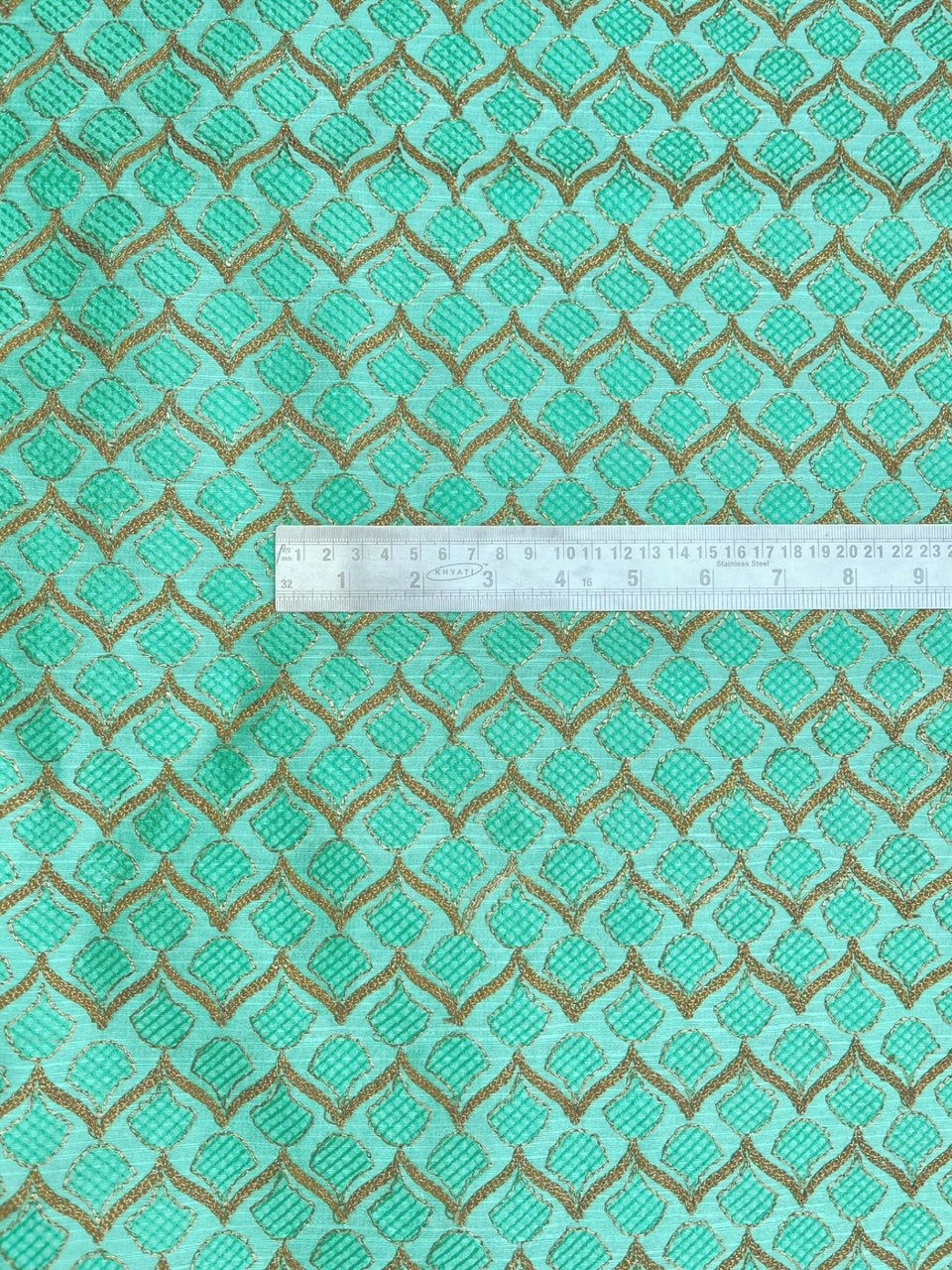 Embroidered fabric, Green Wedding dress fabric, Luxury fabric, Gold fabric, Embroidery design, Haute couture, Bridesmaid dress - NFAF836