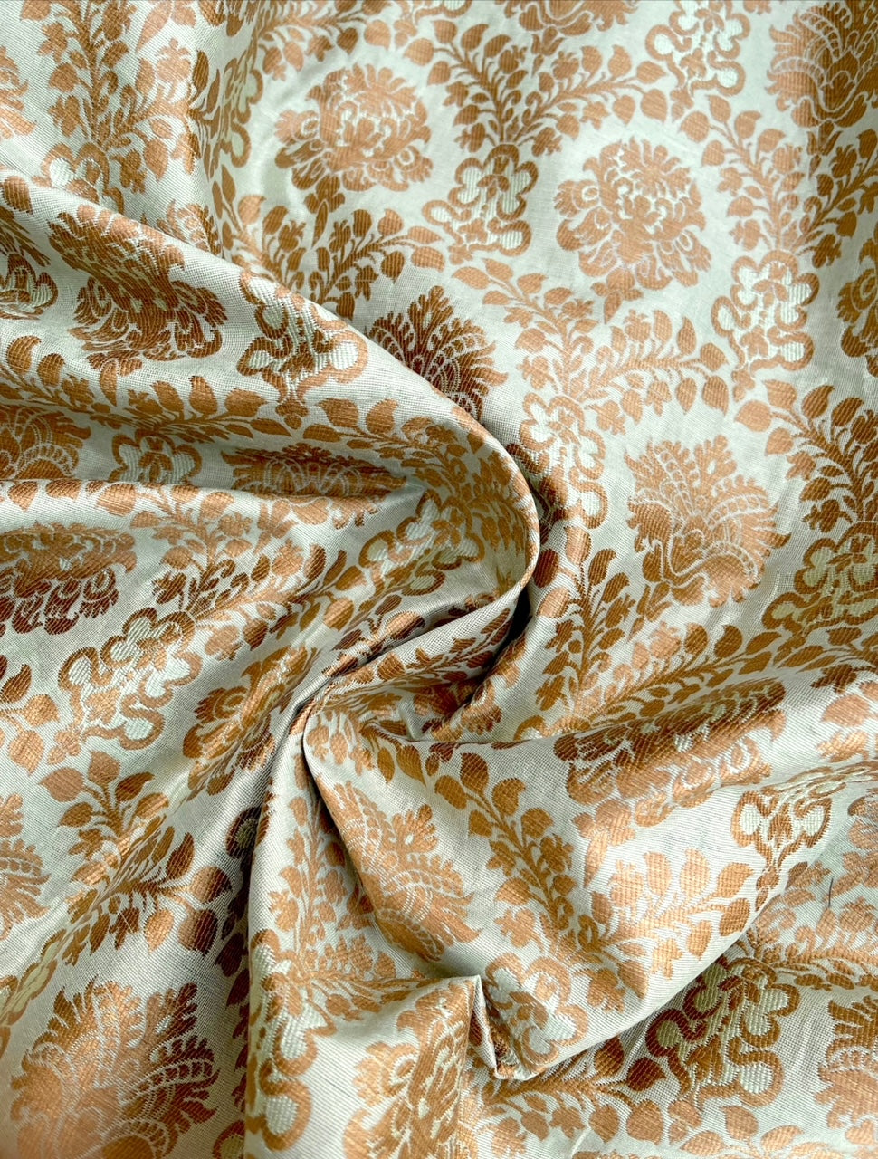 Brocade fabric by the yard Jacquard damask fabric Gifts for her Wedding bridal fabric Brocade Indian Silk dress- NFAF844