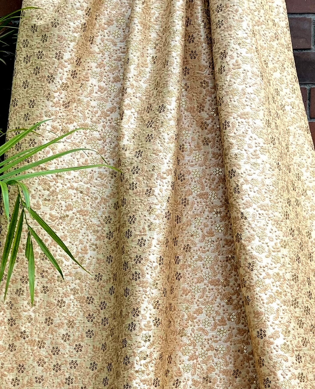Beige Embroidered fabric, Wedding inspiration, Embroidery design, Thread embroidery, Gold fabric, Haute couture - NFAF845