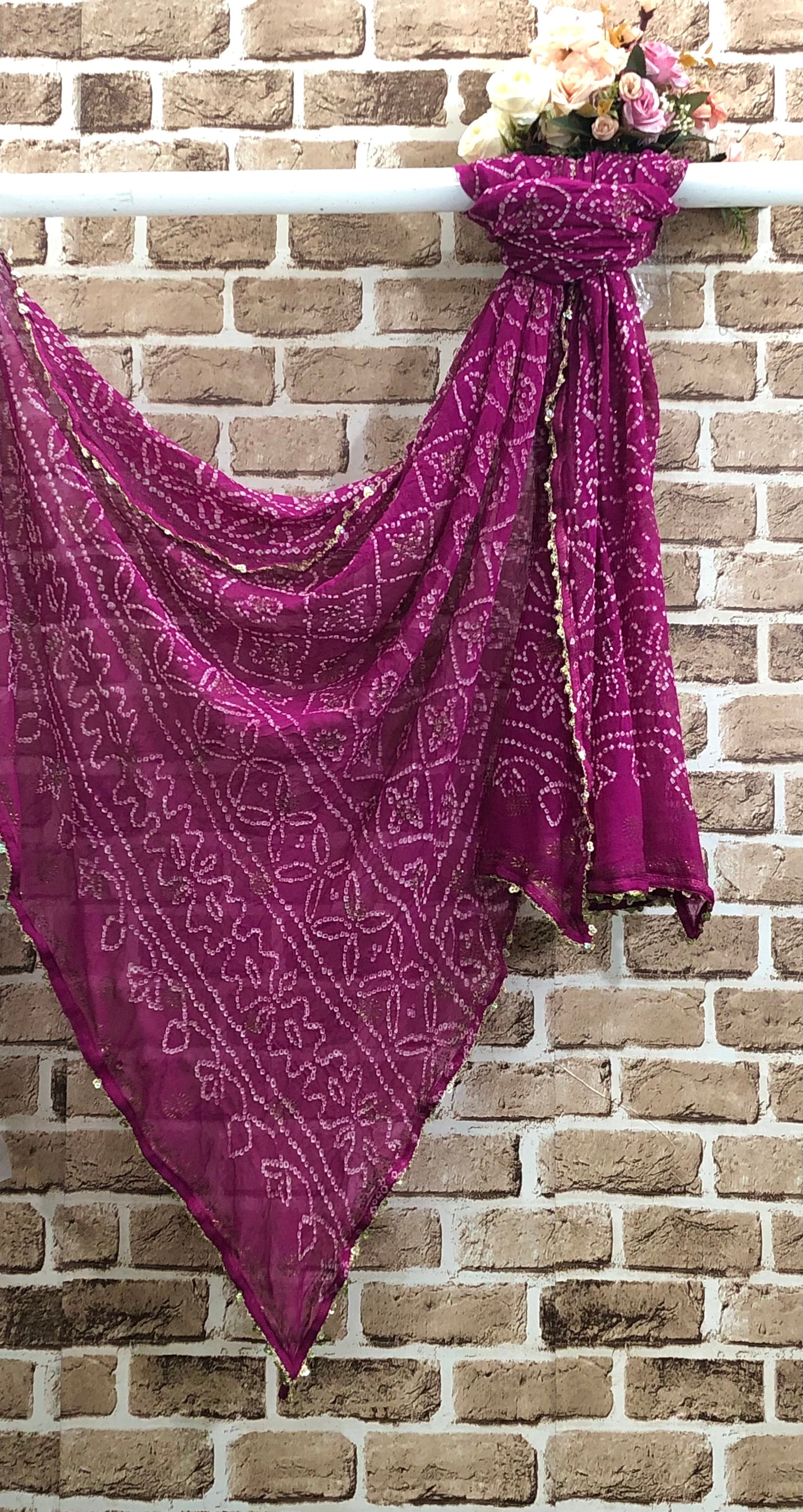Silk Scarf - Khaki Bandhani From Rajasthan Silk Scarf - Khaki Bandhani From Rajasthan