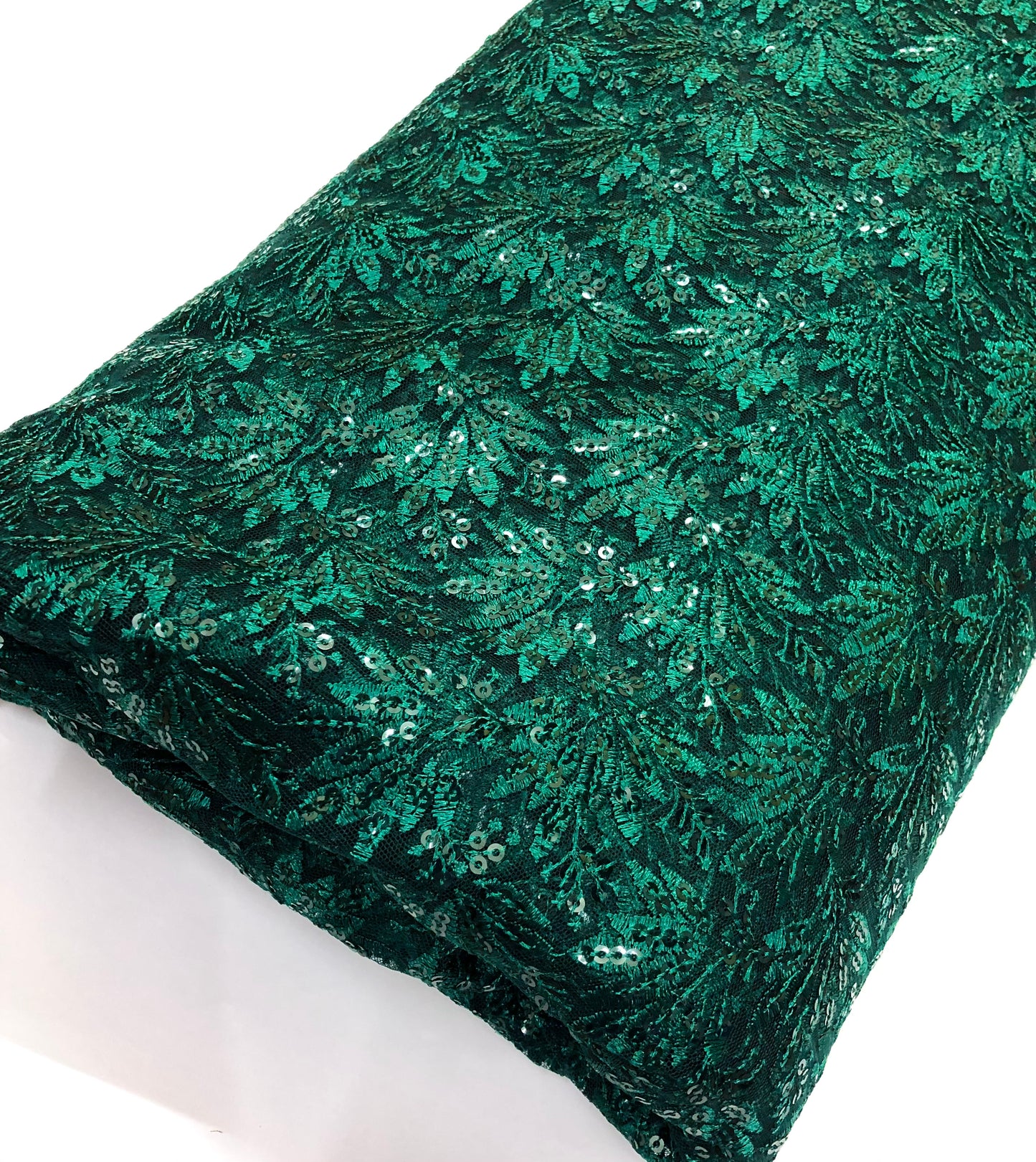 Green embroidered fabric, Tulle Mesh Fabric, Bridal Wedding Fabric, Bridesmaid dress, Thread embroidery, Luxury fabric, Handmade - NFAF1061