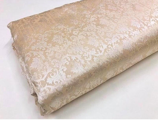 Damask Brocade Fabric Beige Jacquard brocade Wedding dress fabric Embossed Brocade fabric Bridal Dress Brocade Fabric by the yard - NFAF964