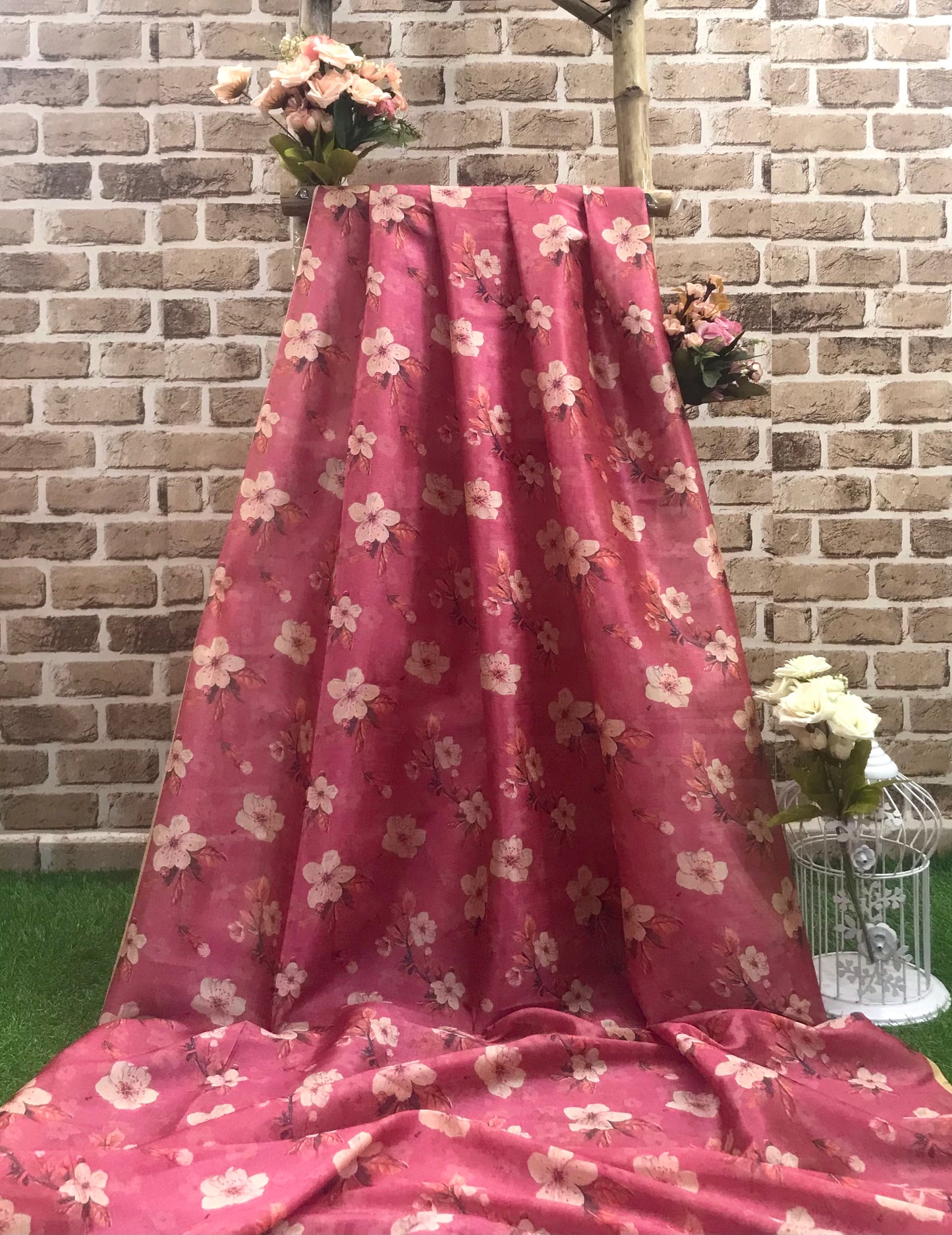 Printed Fabric Tussar rayon silk Fabric Wedding dress Silk Floral Lehenga fabric Printed fabric Summer Dress fabric Dupatta Fabric