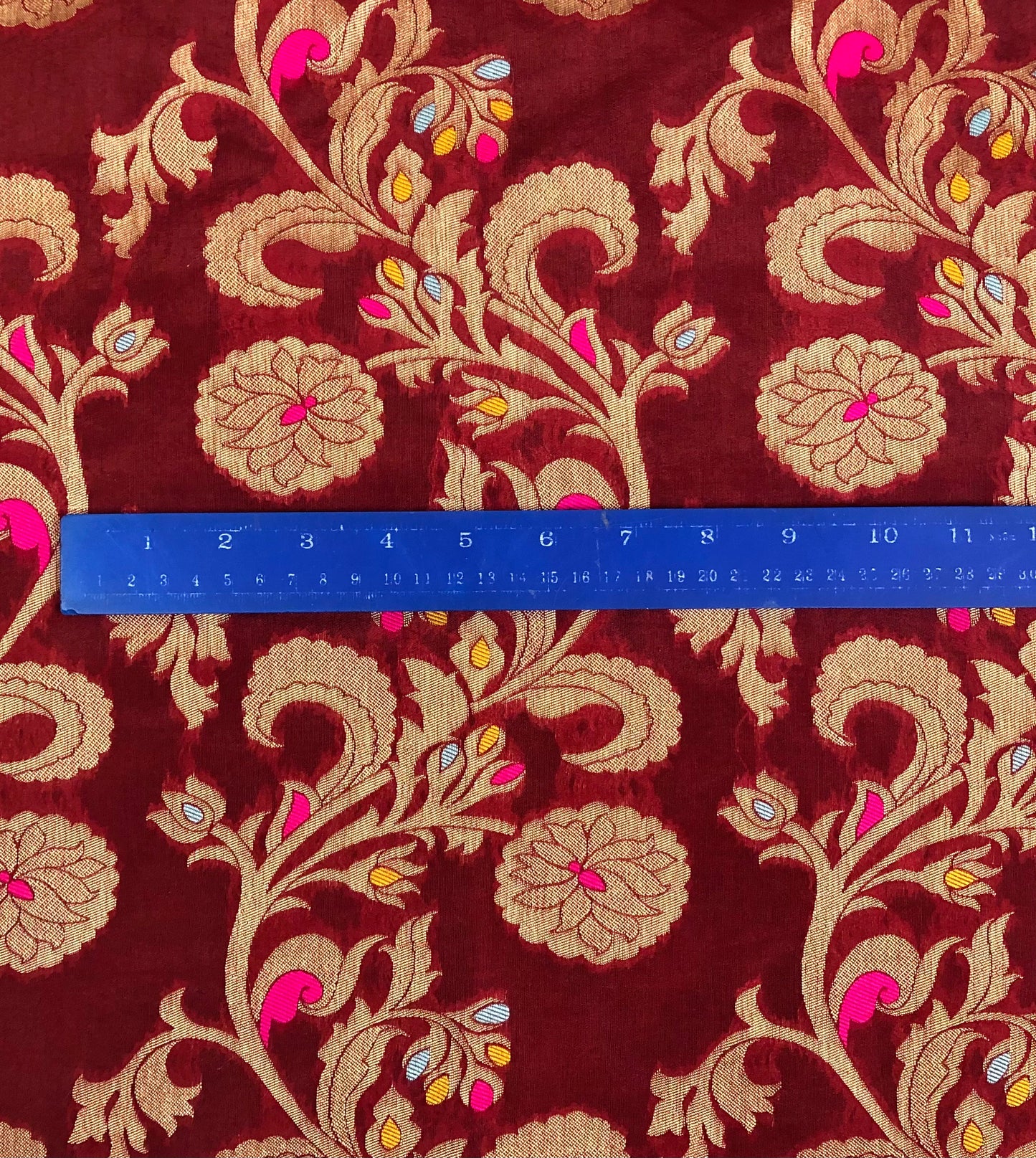 Banarasi Brocade Fabric Maroon Gold Jacquard Brocade Fabric Floral brocade Wedding Indian Dress brocade Fabric by the yard/ Meter - NFAF411