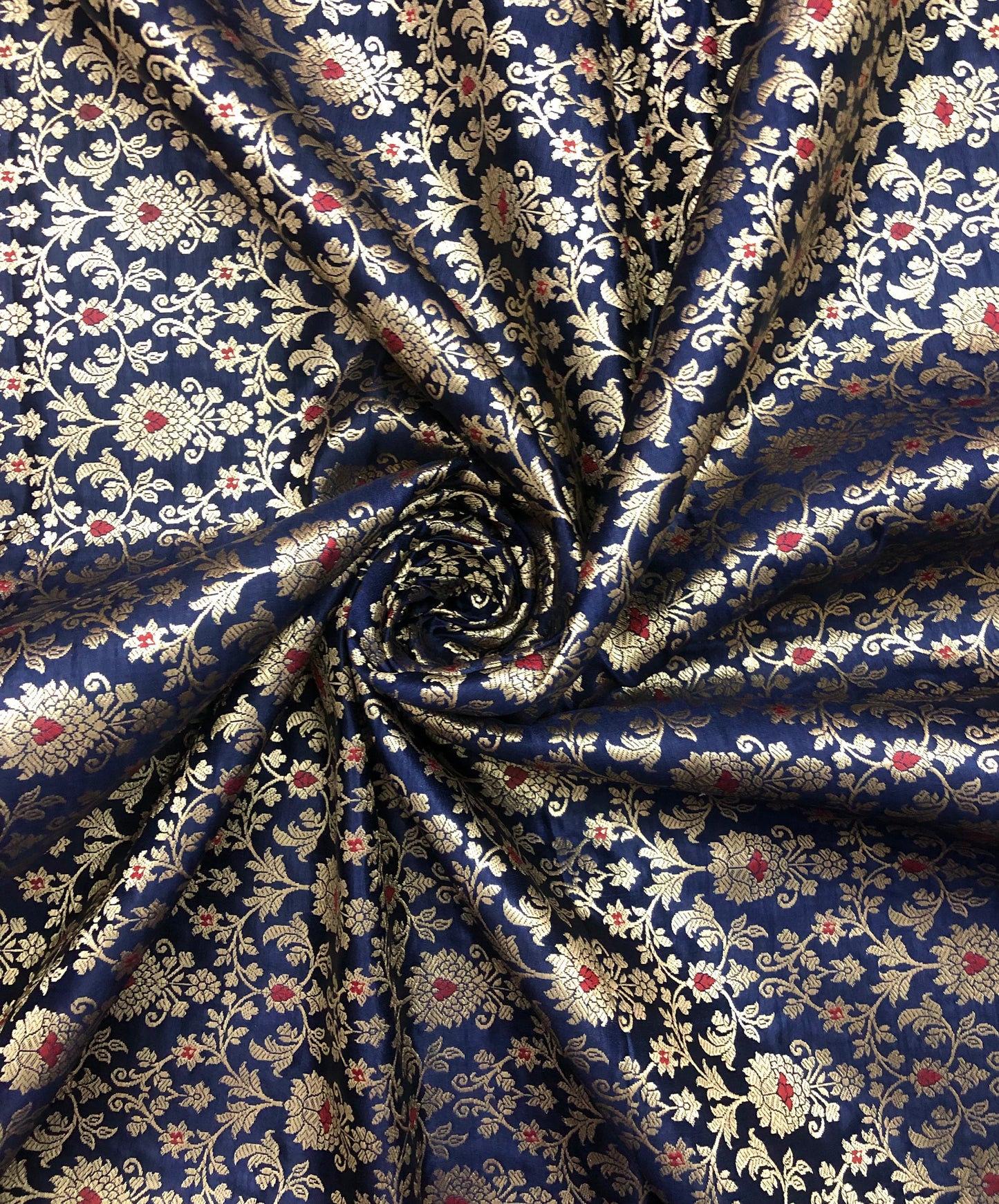 Navy blue Gold Jacquard Brocade fabric Wedding Dress fabric DIY Craft Supply Home decor fabric Upholstery Gold Fabric by the yard - NFAF704