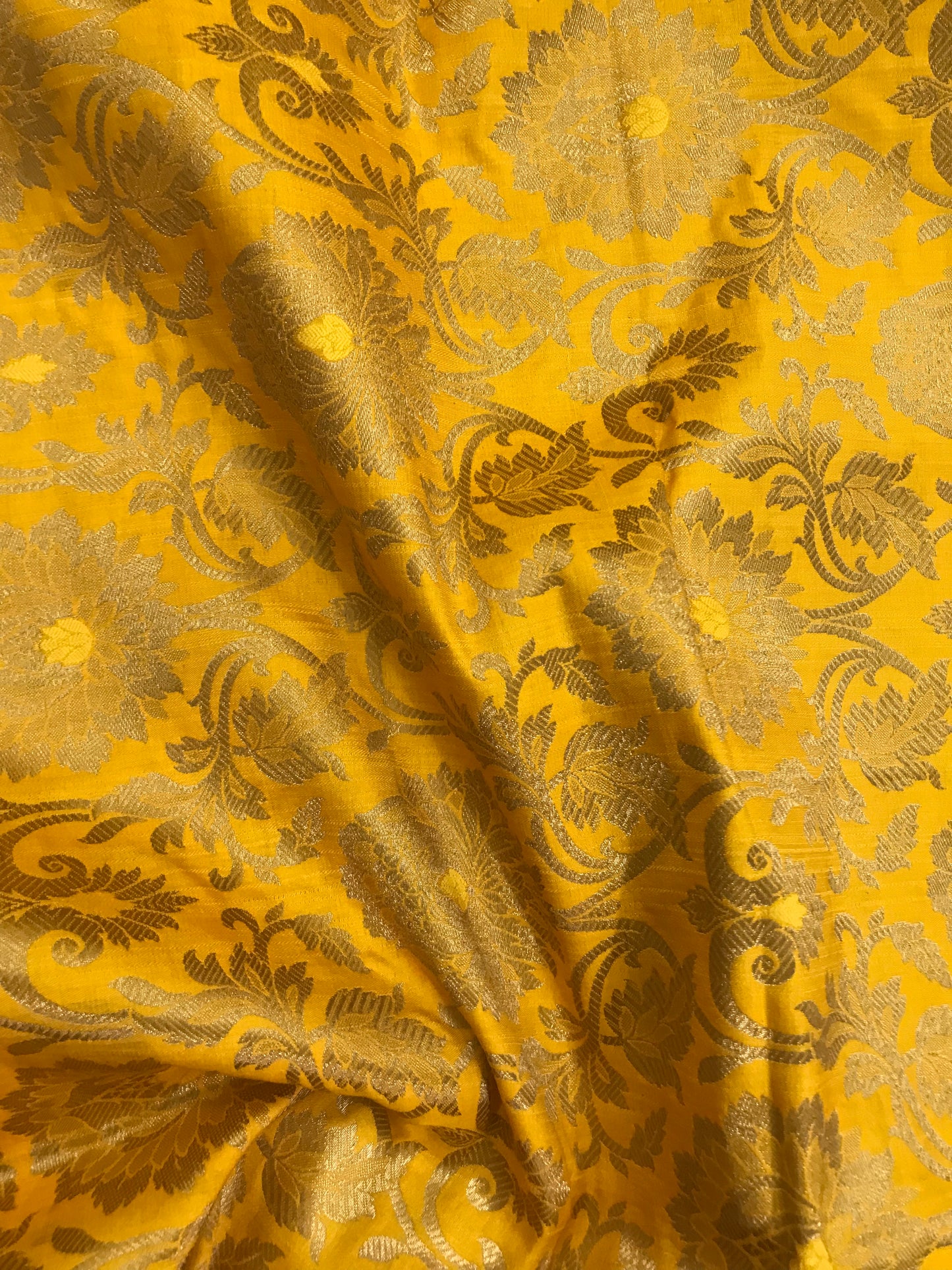Indian Brocade Fabric Yellow & Gold Brocade Jacquard fabric Home décor fabric Wedding fabric Gothic fabric Brocade Fabric by the yard