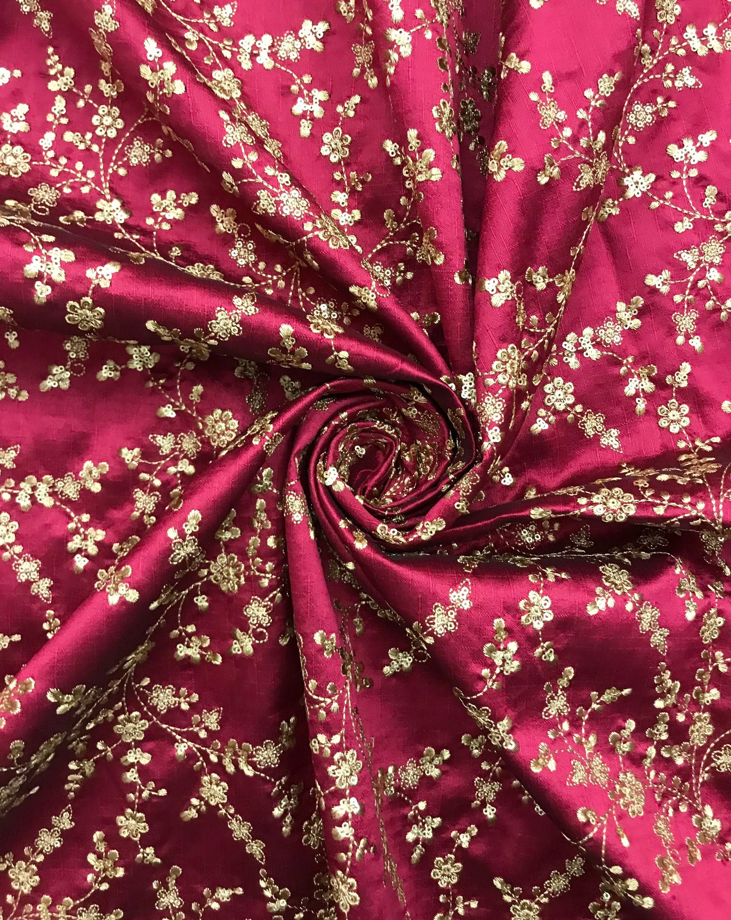 Embroidered fabric, Fuchsia red gold Royal fabric, Haute couture, Fashion fabric, Embroidery design, Fabric store, Floral design - NFAF721