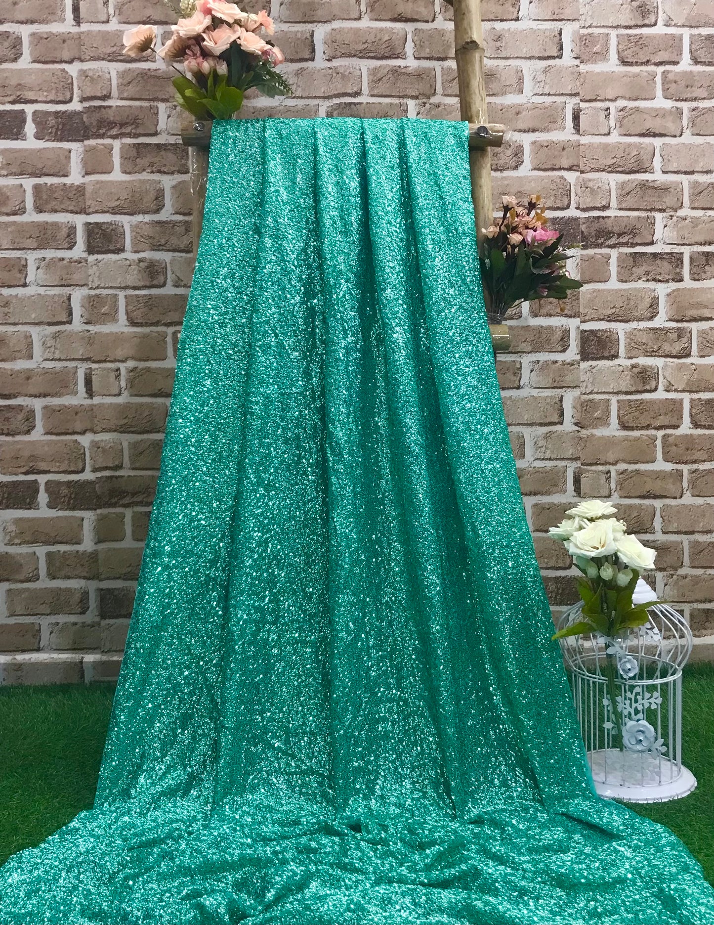 Embroidered fabric Green Georgette Sequin fabric Wedding Indian Lehenga Fabric Dupatta Dress fabric Embroidery fabric by the yard meter